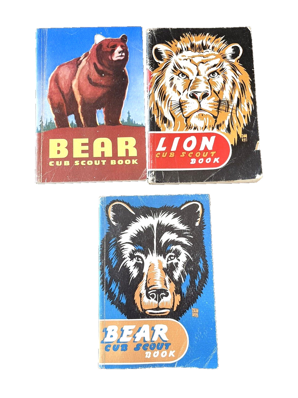 Vintage Cub Scout LOT of 3 Handbooks Bear Lion 1948 1954 Boy Scouts Of America