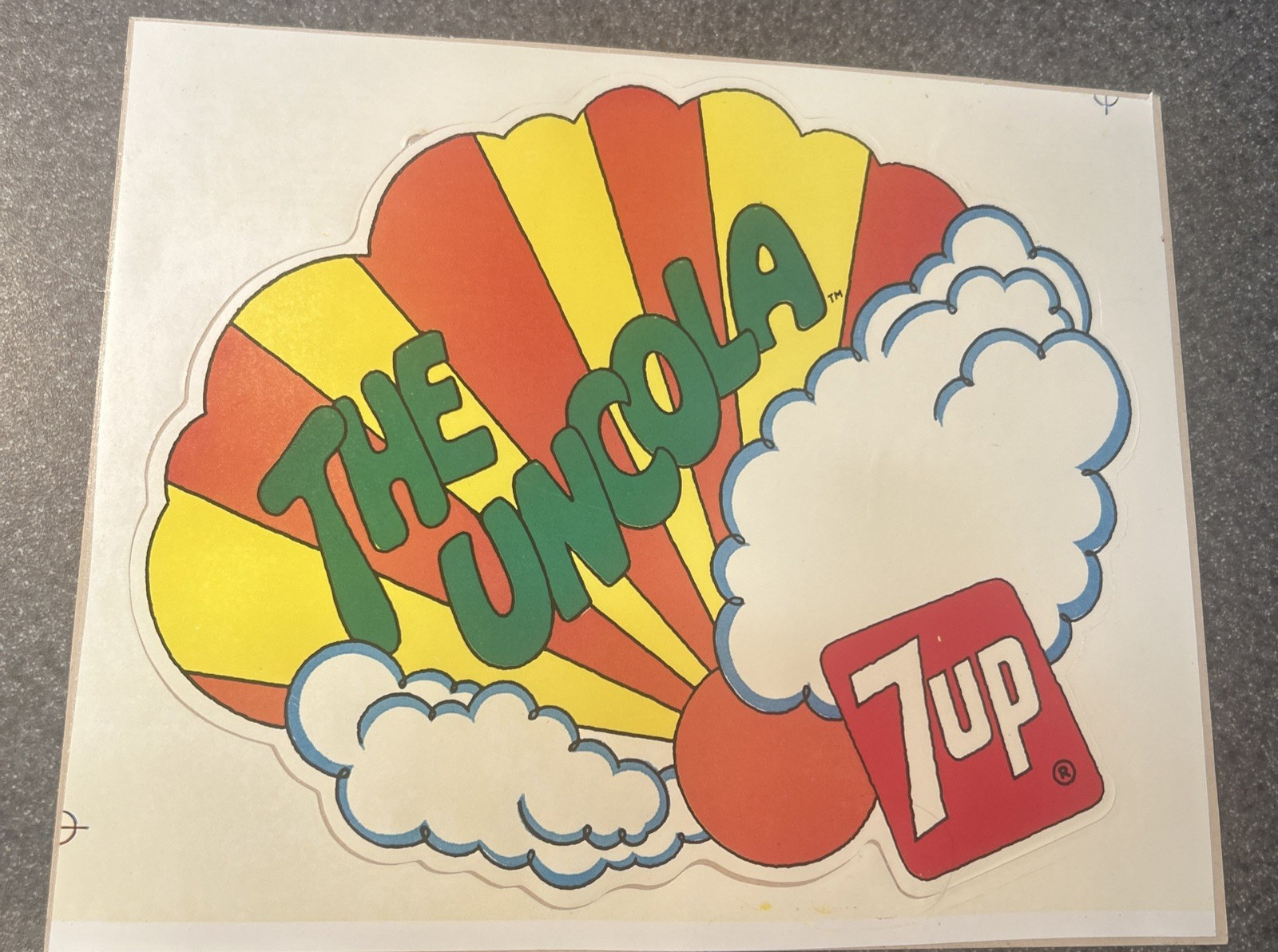 7 Up The UNCOLA Soda 1969 NOS Ad Sticker Decal Peter Max Psychedelic Style