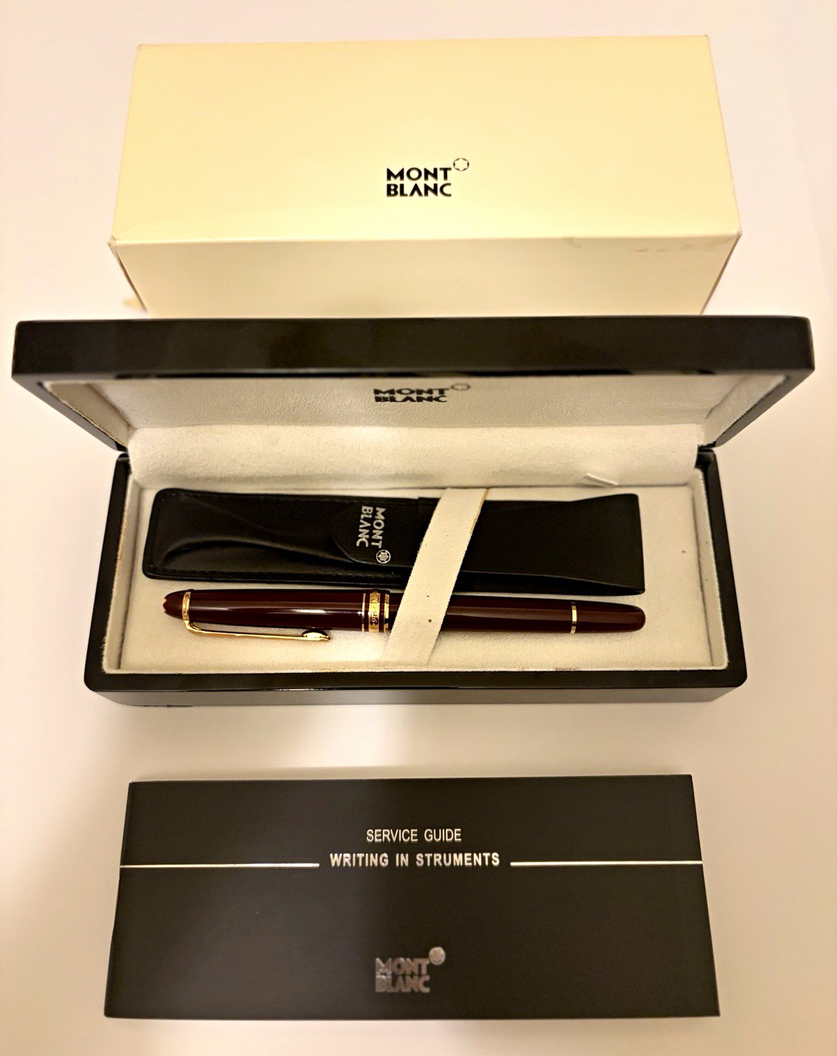 Vintage Brand New Montblanc Meisterstück 144 Burgundy Fountain Pen, 14K Gold Nib