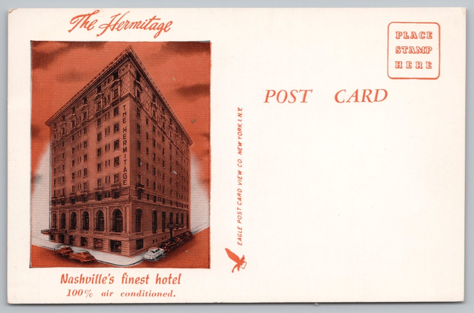 The Hermitage Hotel Nashville TN Vintage Ad Postcard Air Conditioned 1940s UNP The Hermitage Hotel Nashville TN Vintage Ad Postcard Air Conditioned 1940s UNP