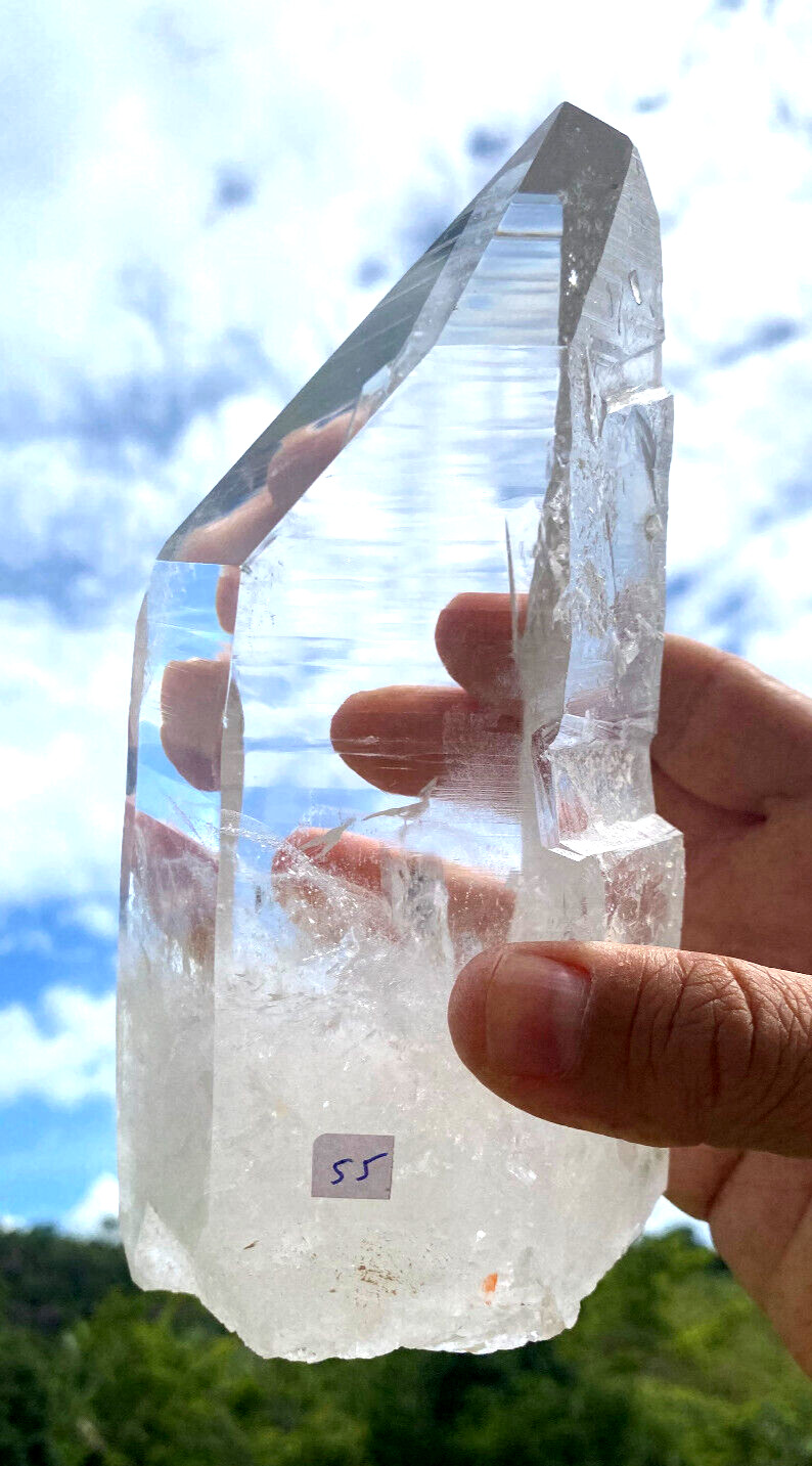 AAA WATER CLEAR SHINY HUGE COLORLESS LEMURIAN CRYSTAL QUARTZ POINT 3.1 LBS