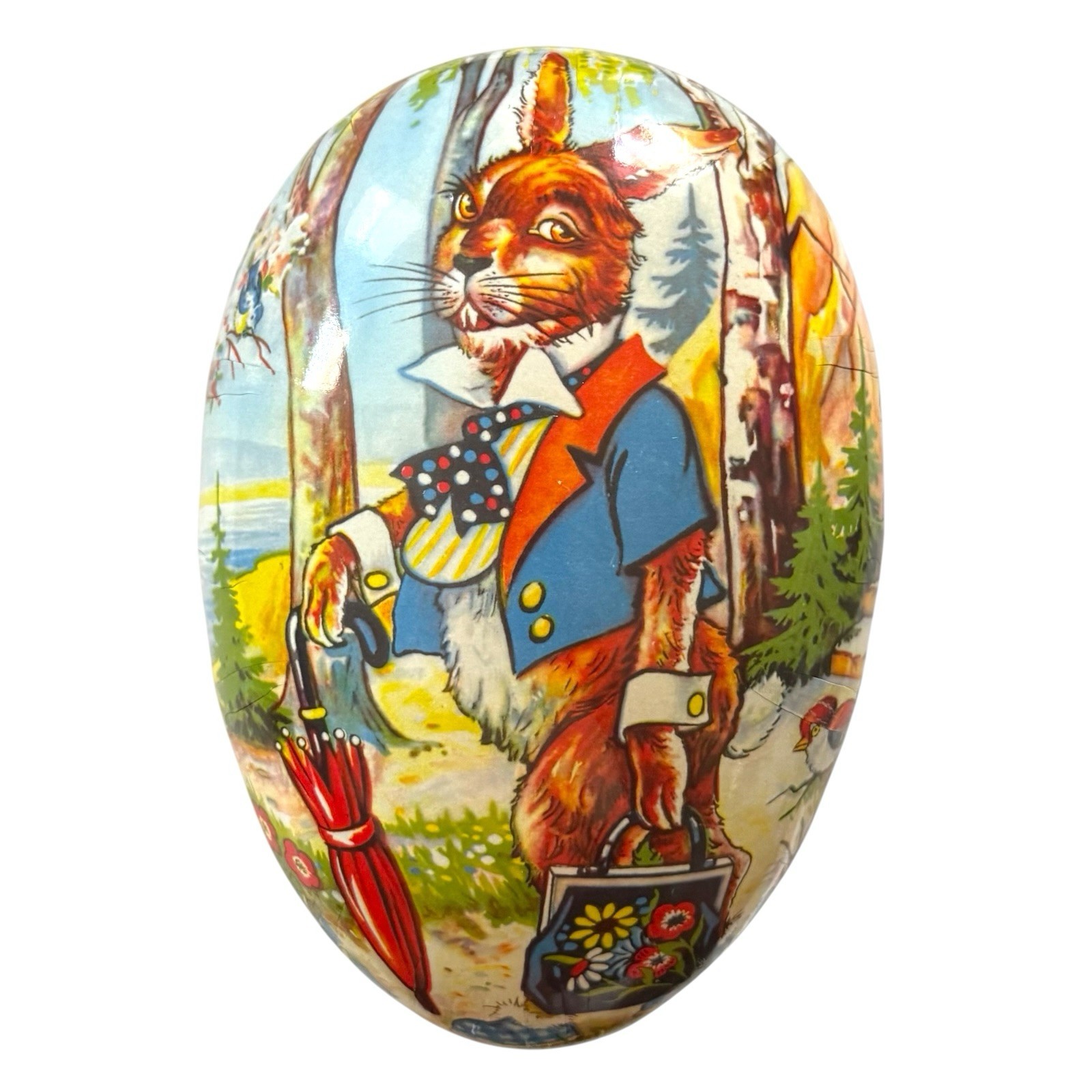 VTG Germany Easter Egg  Echt Erzgebirge Papier Mâché Peter Rabbit Bunny 10 Inch