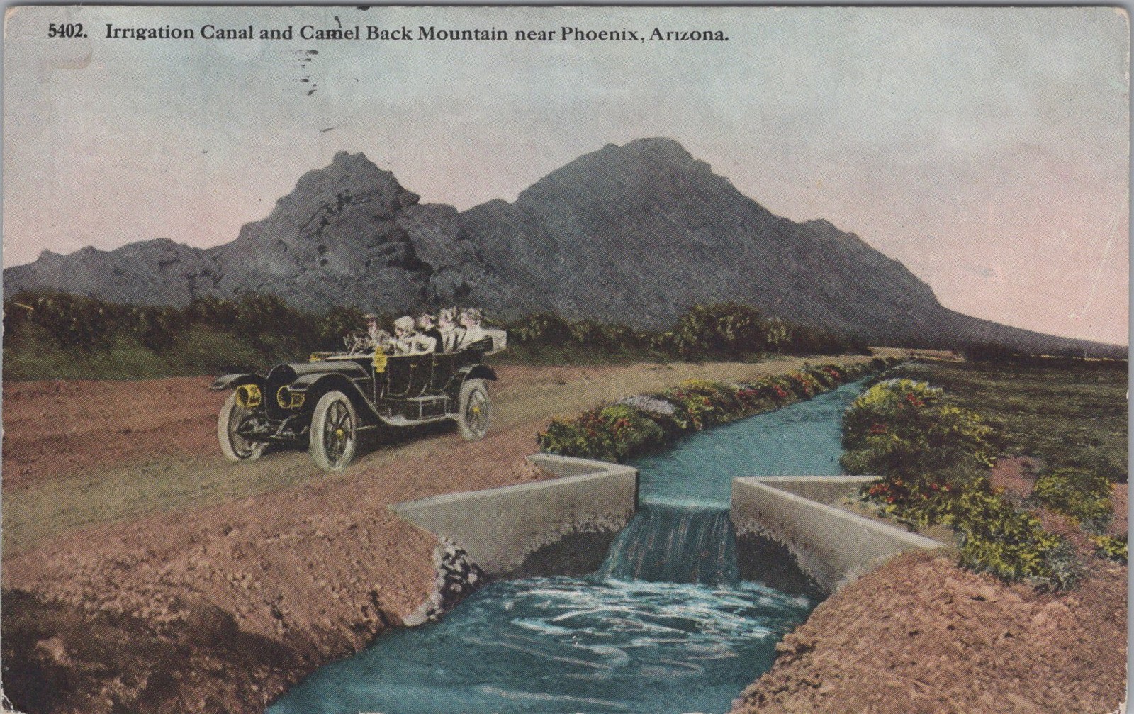 1914 Antique Camel Back Mountain Phoenix AZ Irrigation Canal Postcard