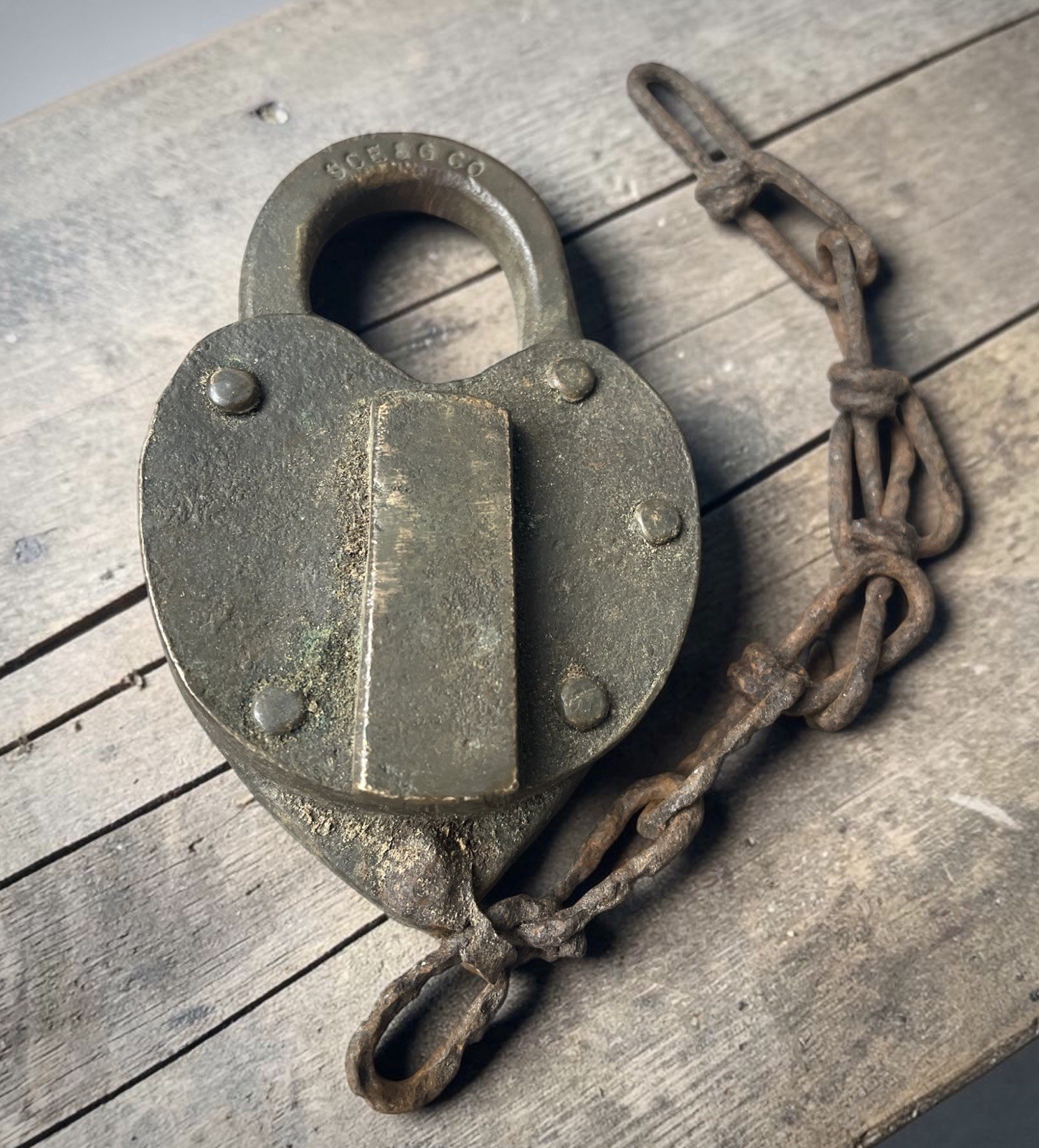 Vintage Padlock, Heart Shaped, Railroad SCE & G CO