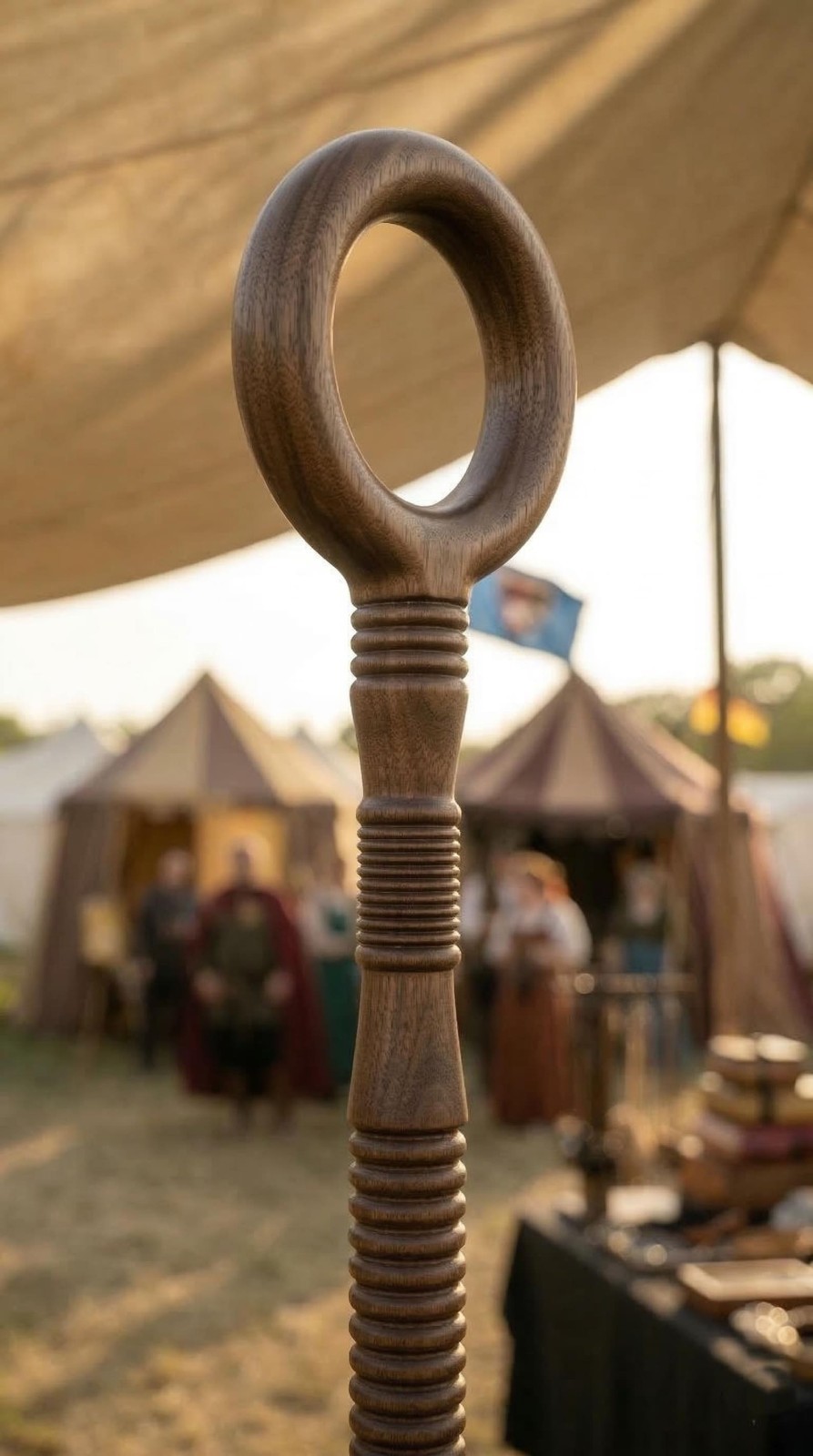 Handcrafted Indian Rosewood Shepherd Staff, Detachable, Ceremonial Wooden Stick