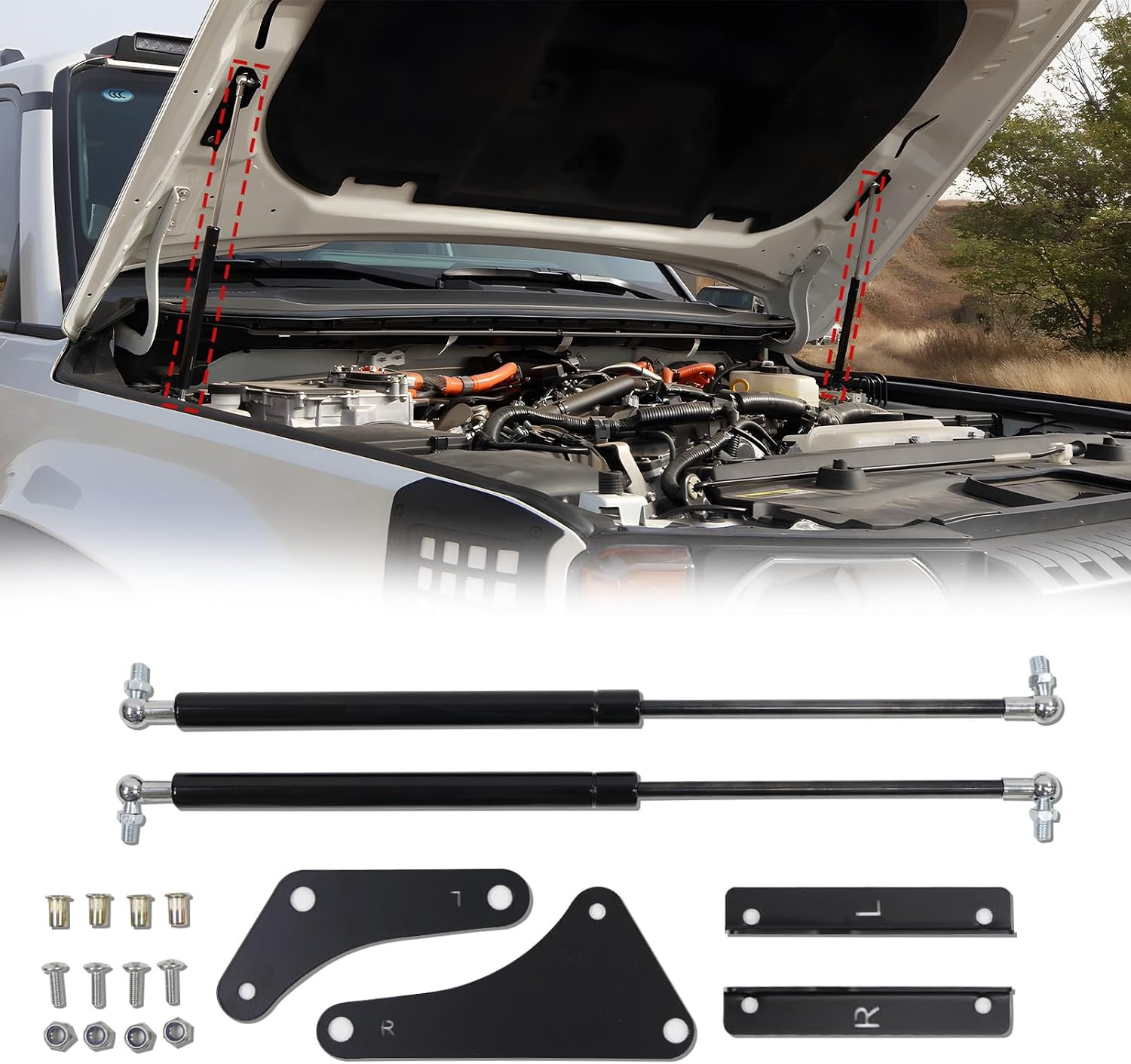 Front Hood Lift Supports Gas Springs Shocks Struts for 2024 2025 Toyota Land Cru