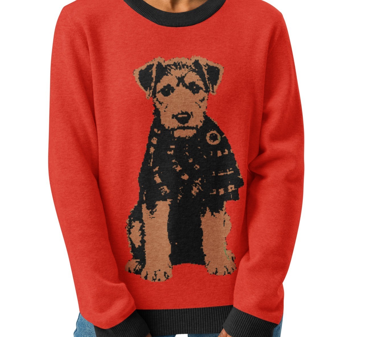 Women's Airedale Lakeland Welsh Terrier Puppy Dog Sweater Blouse New 