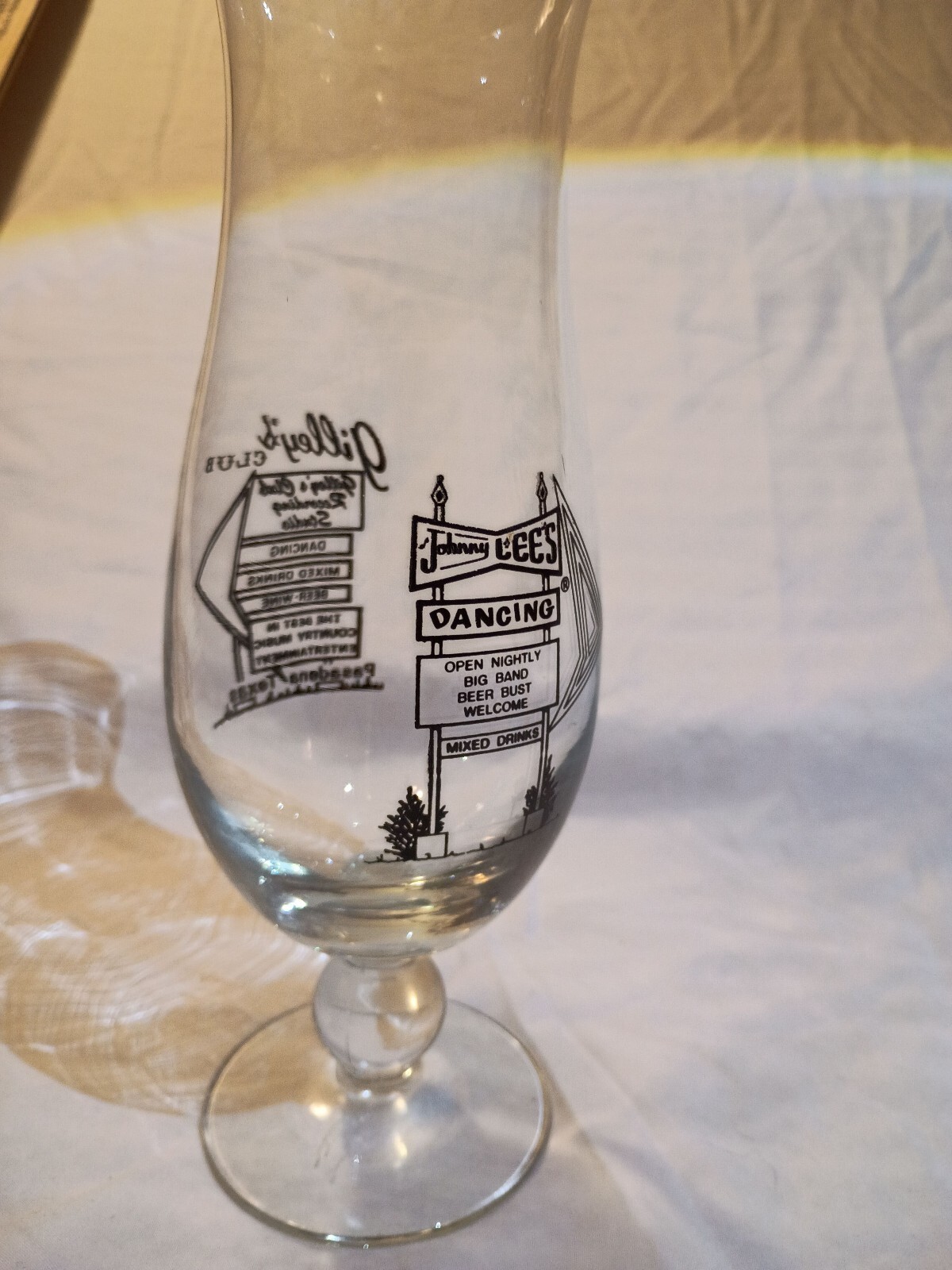 Vintage Gilley\'s Club Hurricane Glass with Black Print