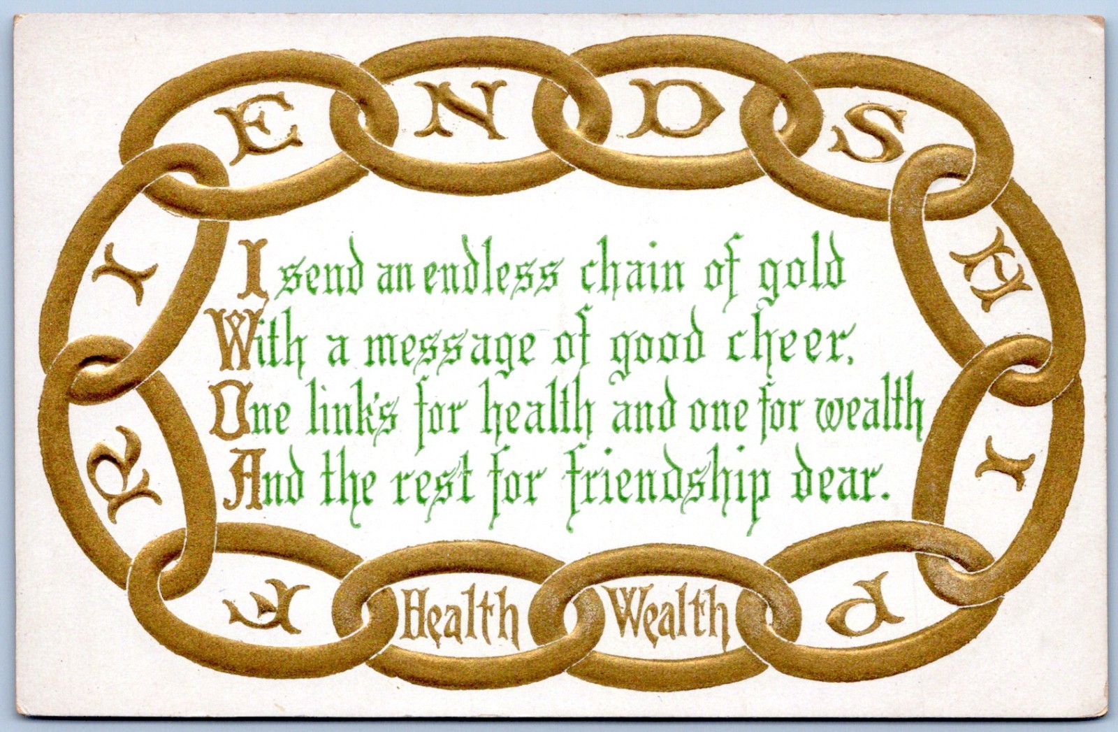 Postcard Friendship Endless Chain Of Gold Poem Health Wealth C153 Postcard Friendship Endless Chain Of Gold Poem Health Wealth C153