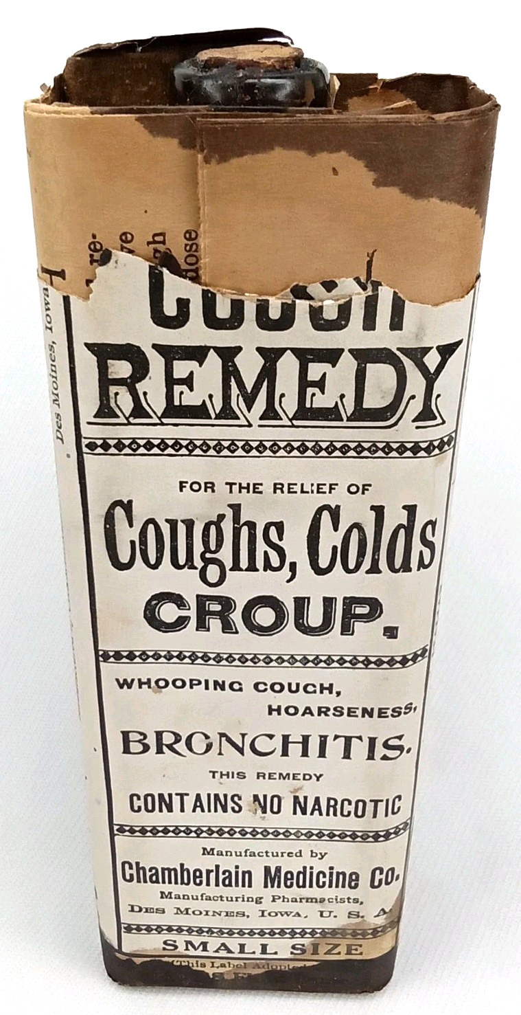 Antique 1880s Advertising Glass Bottle Chamberlain Cough Remedy New Arrival