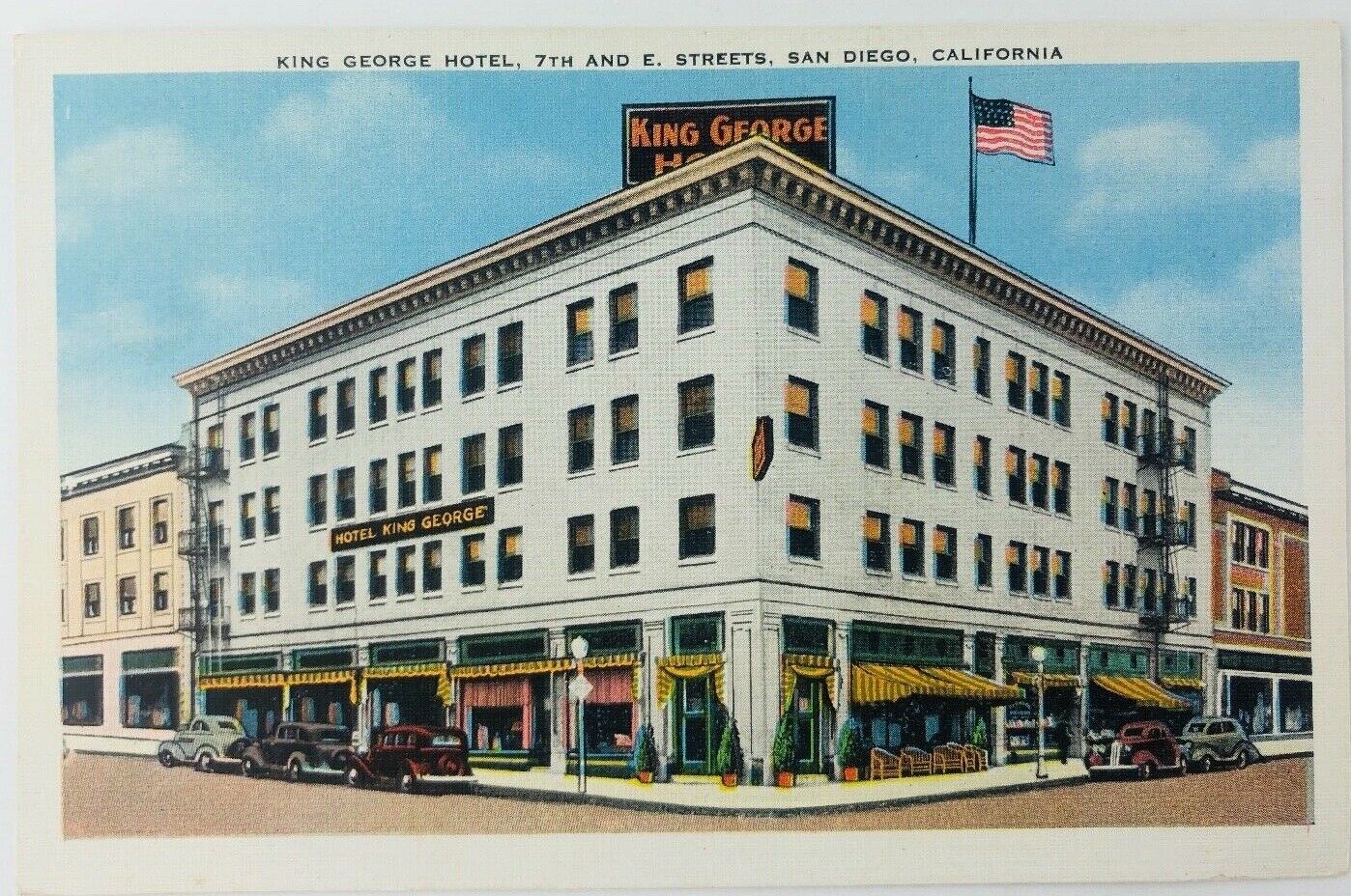 Vintage San Diego California CA King George Hotel 7th & E Streets Postcard