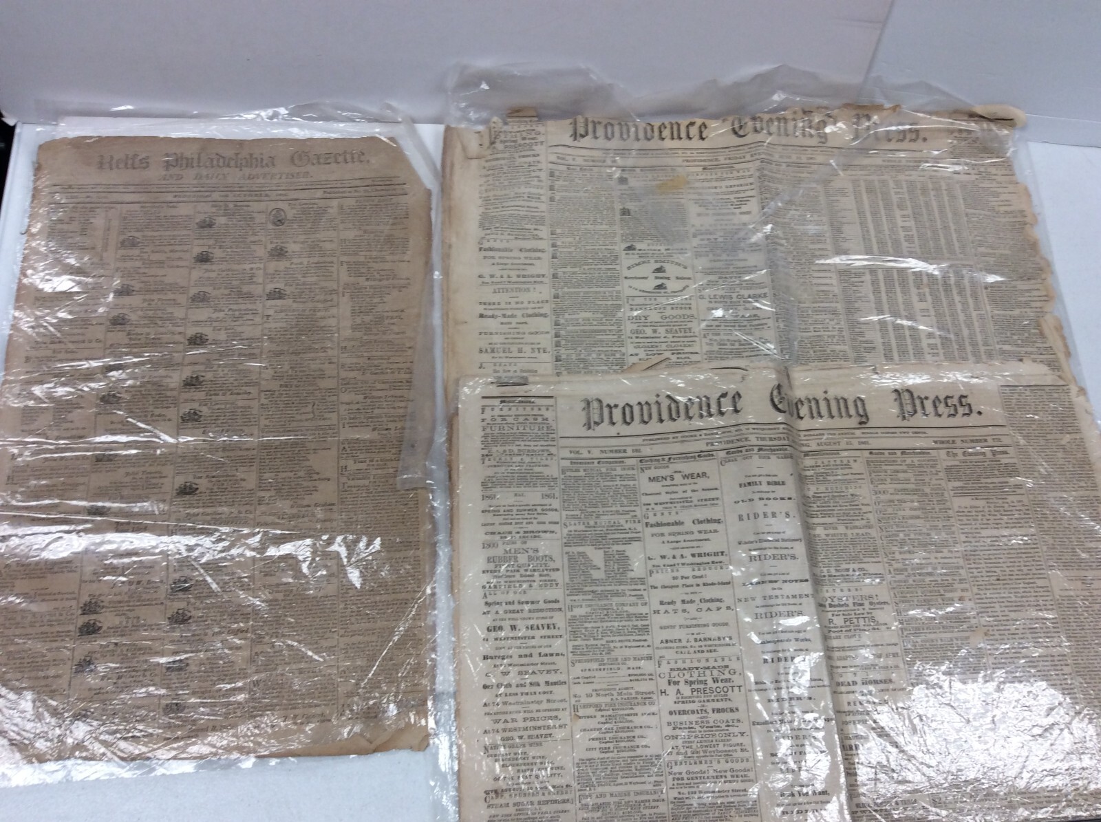 1805 PHILADELPHIA GAZETTE & 1861 PROVIDENCE EVENING PRESS (2)