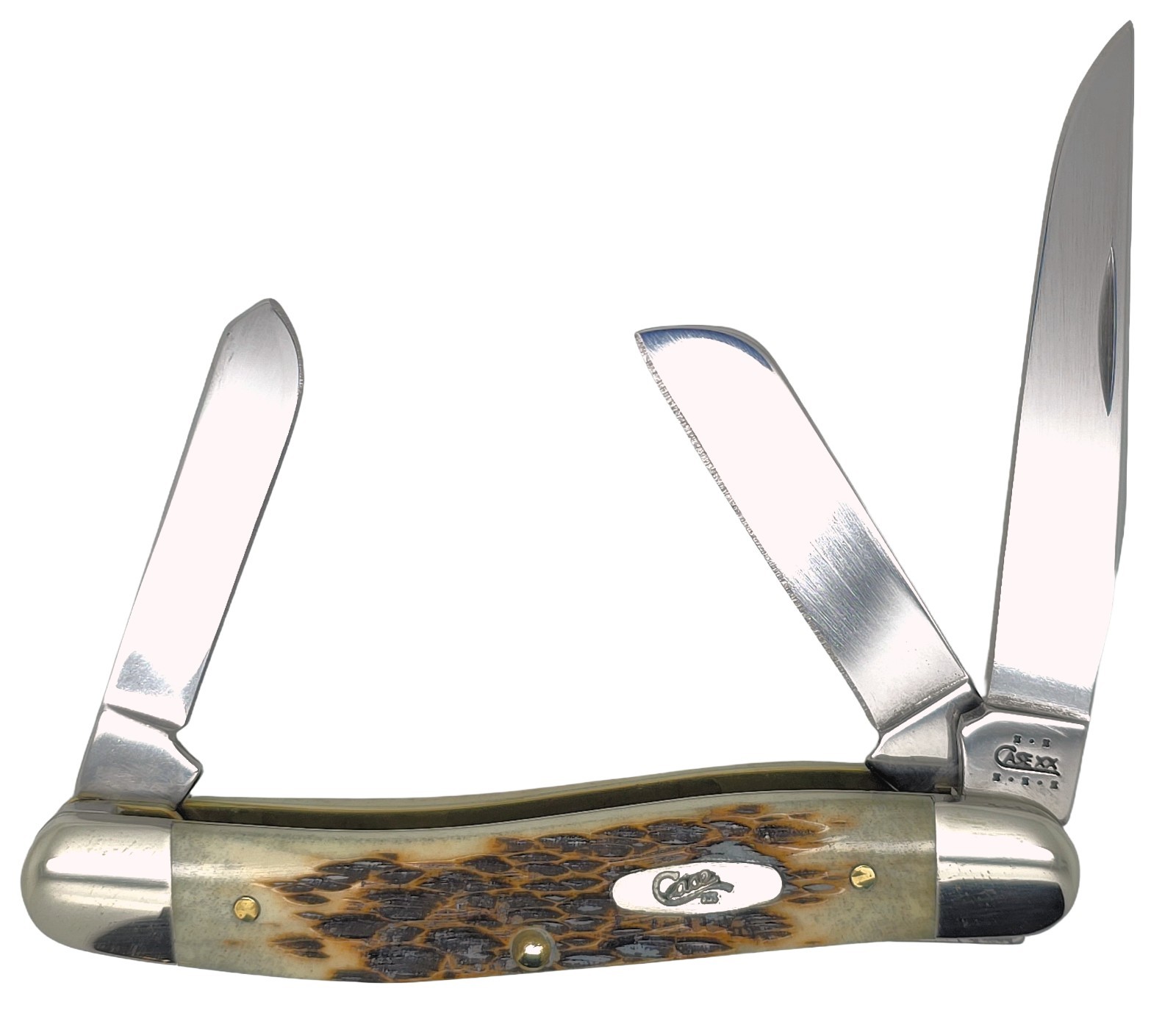 NIB Case XX 6318 SS Amber Bone Peach Seed Medium Stockman 2002 USA