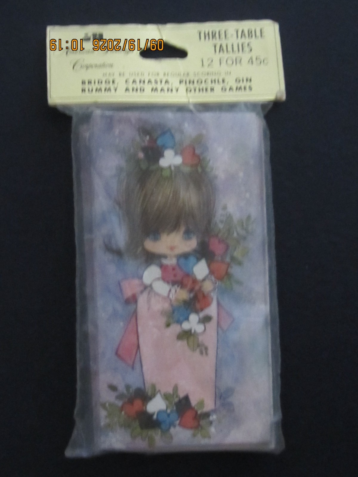 Vintage American Greetings 3 Table Bridge Tallies Girl Vintage American Greetings 3 Table Bridge Tallies Girl