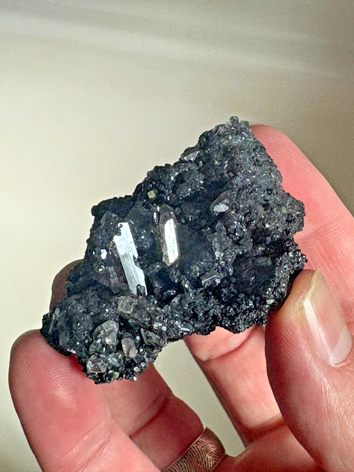 Cerussite(or Anglesite?), on matrix, Touissit, Morocco