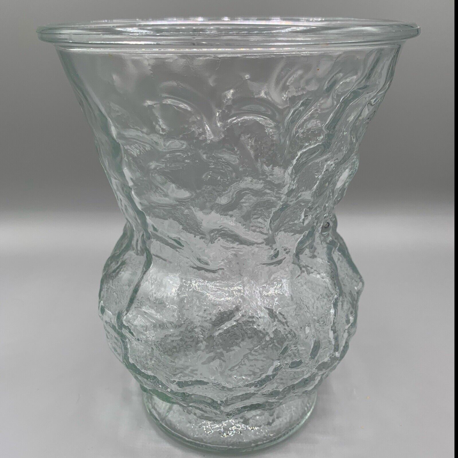 Vintage E.O. Brody Clear Crinkle Vase 1960's  E O  Brody Cleveland Ohio