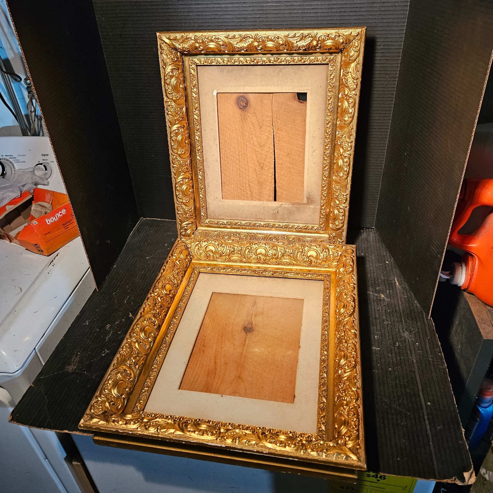 A+ PAIR Antique Ornate Victorian Deep Well Gilt Gesso Picture Frames 11x14