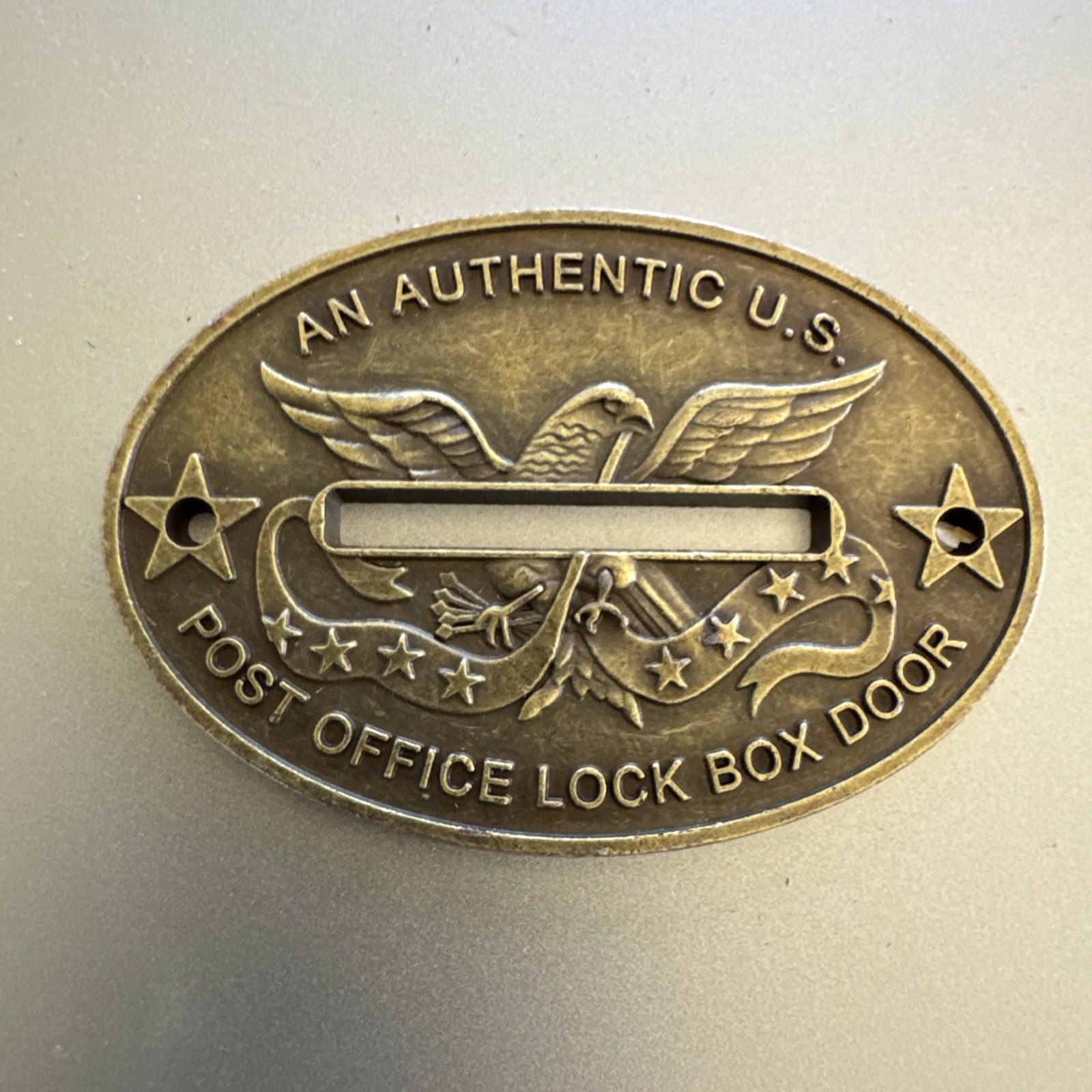 Post Office Box Door Coin Slot-1 Original Fancy SOLID BRASS, USA,