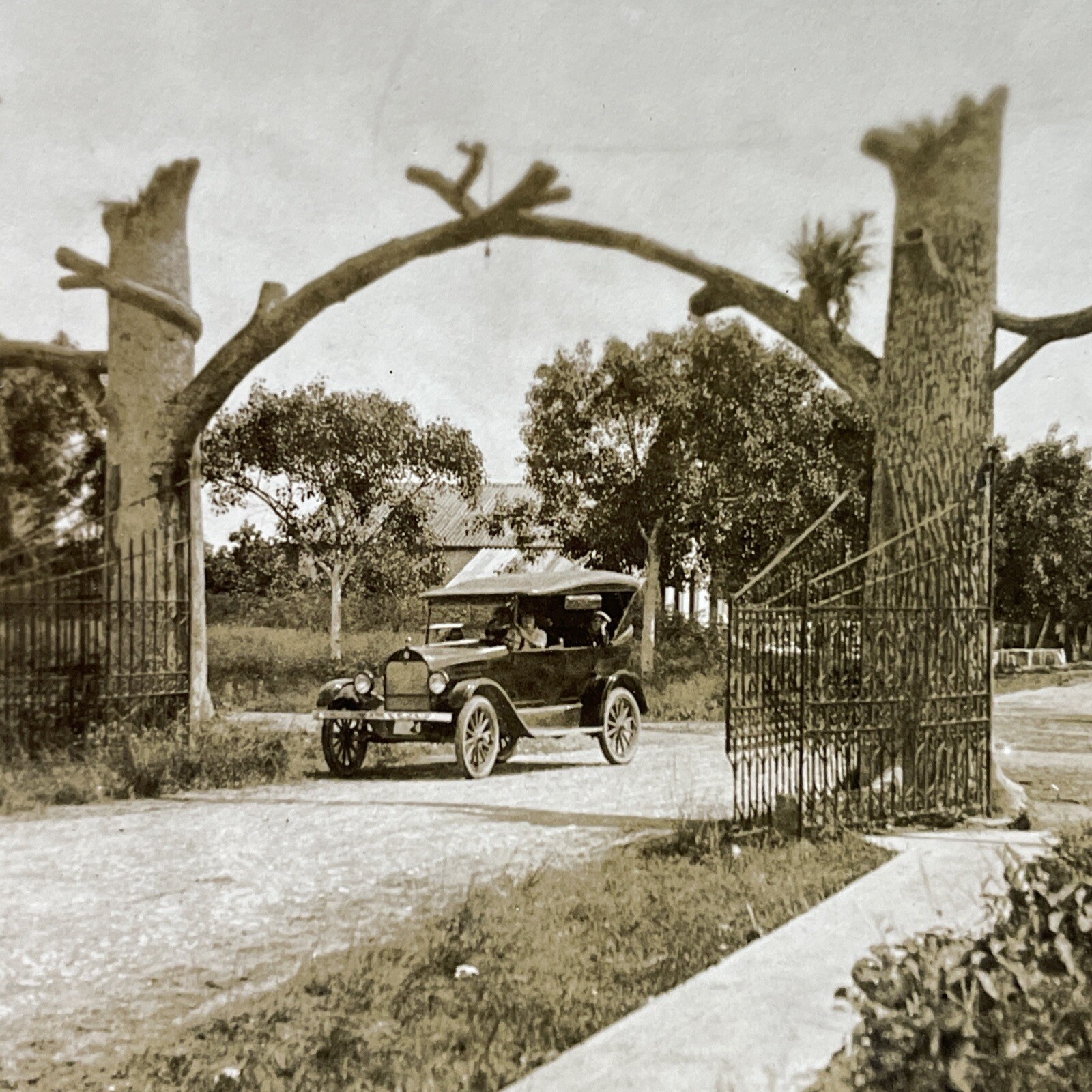 Camaguey Cuba City Entrance Stereoview Keystone View Co. 1920s Antique Car