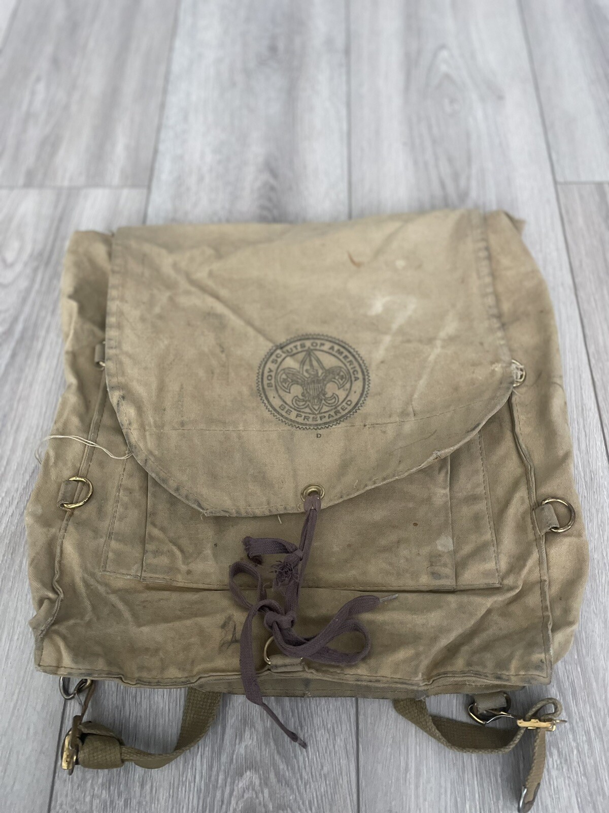 Vintage Boy Scouts Of America # 573 Haversack Pack Backpack Canvas Bag Rucksack