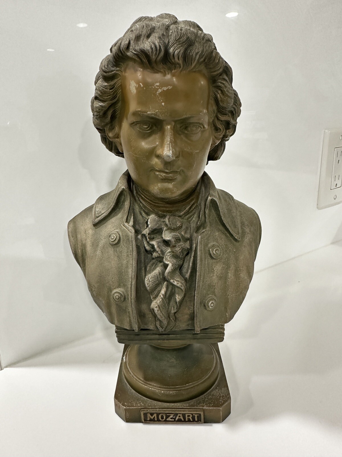 Vintage Mozart Bronzed Metal Bust
