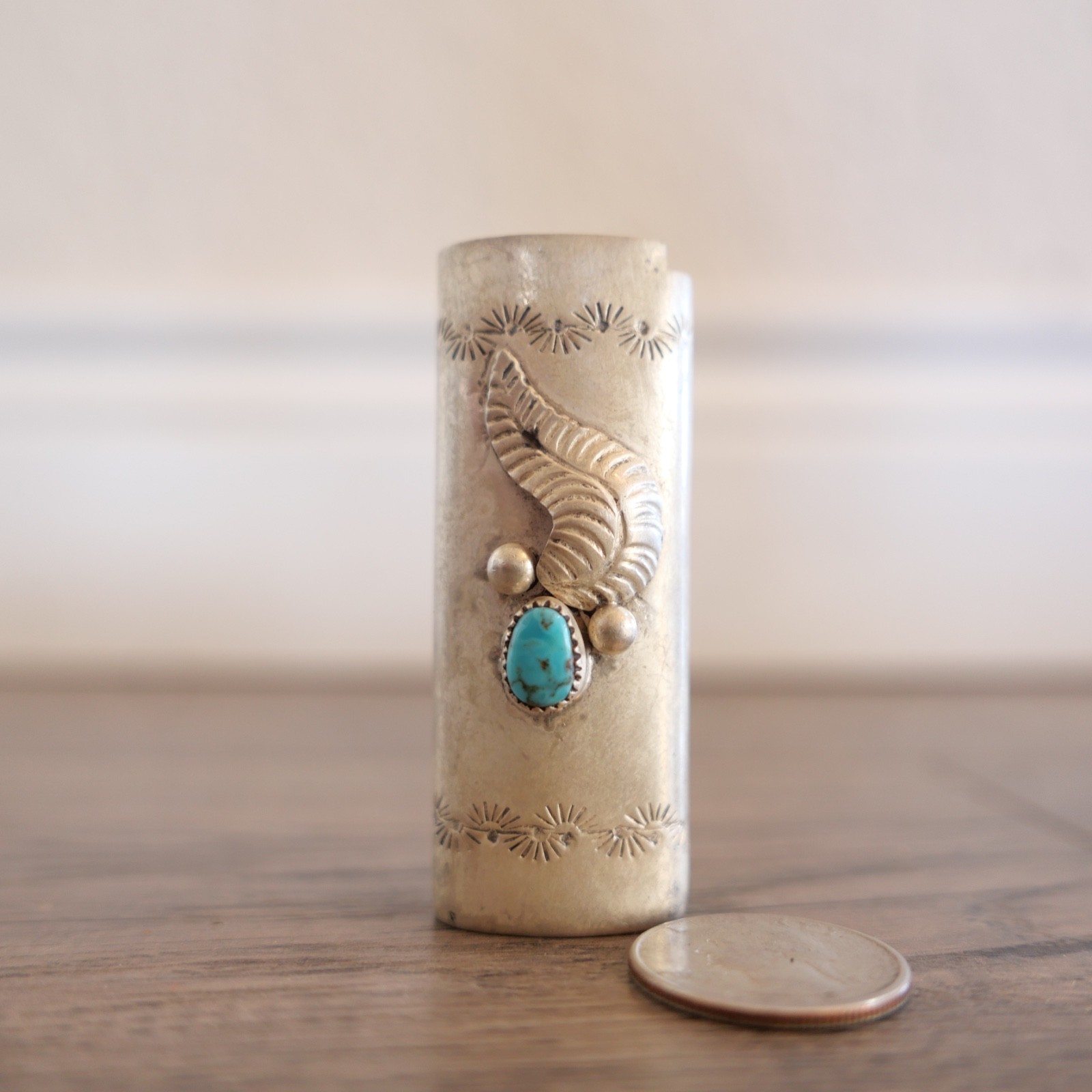 Vintage Navajo Sterling Silver Turquoise Lighter Case Holder Sleeve Vintage Navajo Sterling Silver Turquoise Lighter Case Holder Sleeve