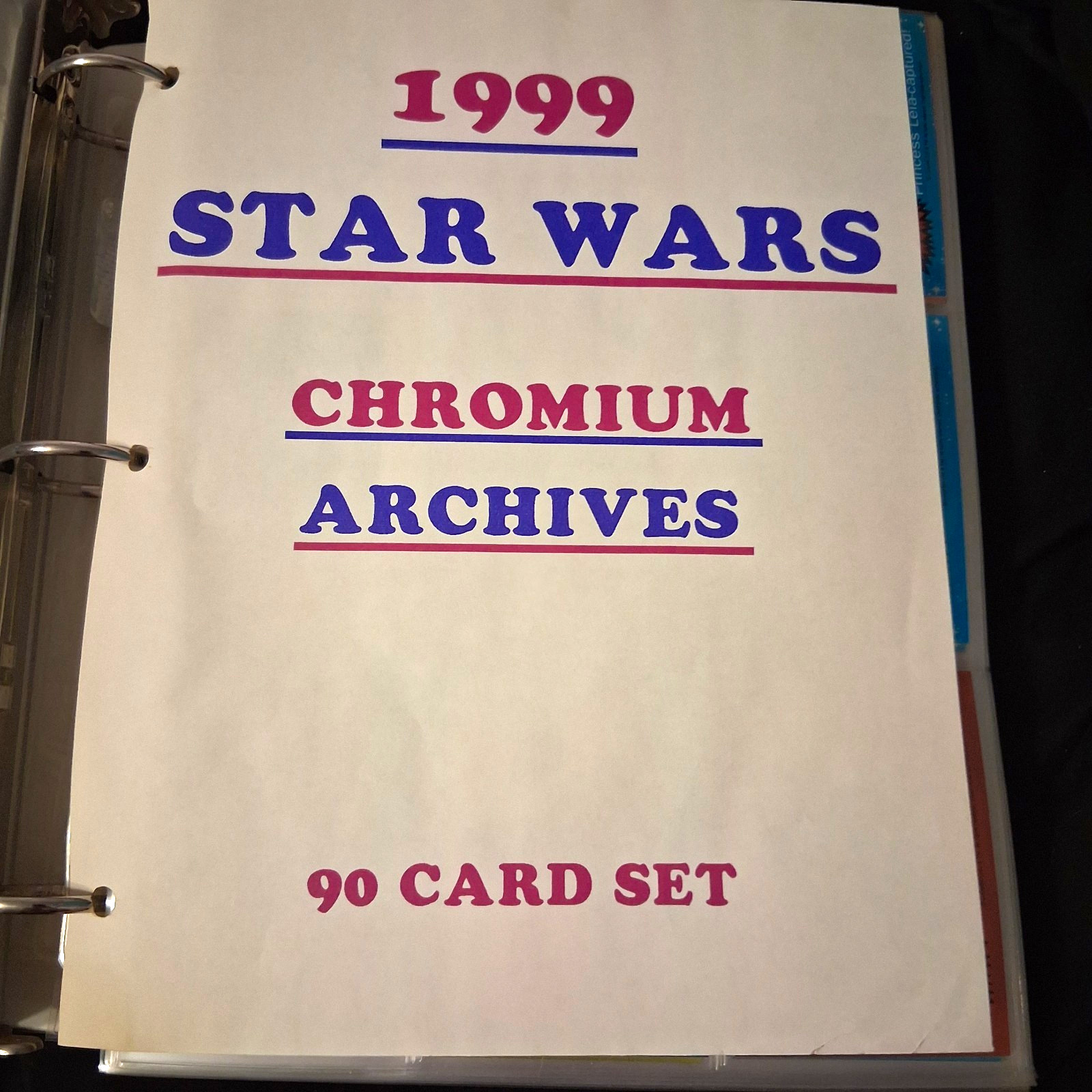 Topps 1999 Star Wars Chromium Archives Complete 90-Card Trading Card Base Set