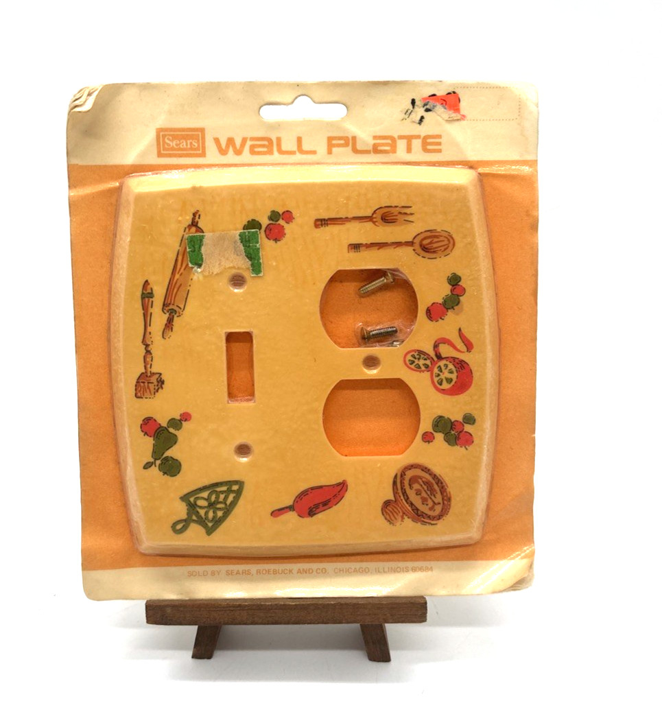Vintage 1970s MCM Sears Roebuck Switch & Outlet Plate Cover Retro Kitchen Yellow