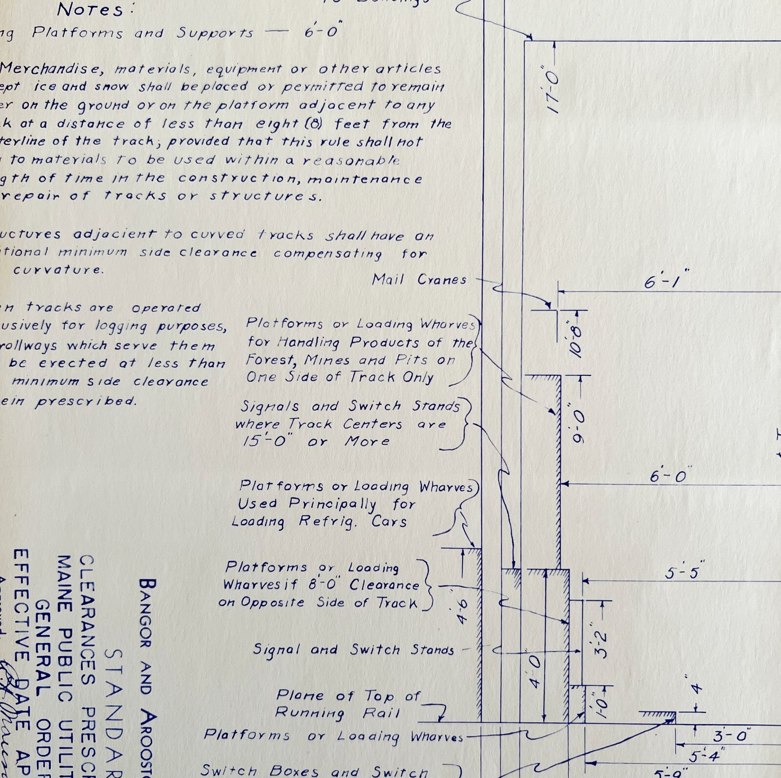 1956 Railroad Bangor Aroostook Utility Clearance Blueprint N4a Trains DWDD12