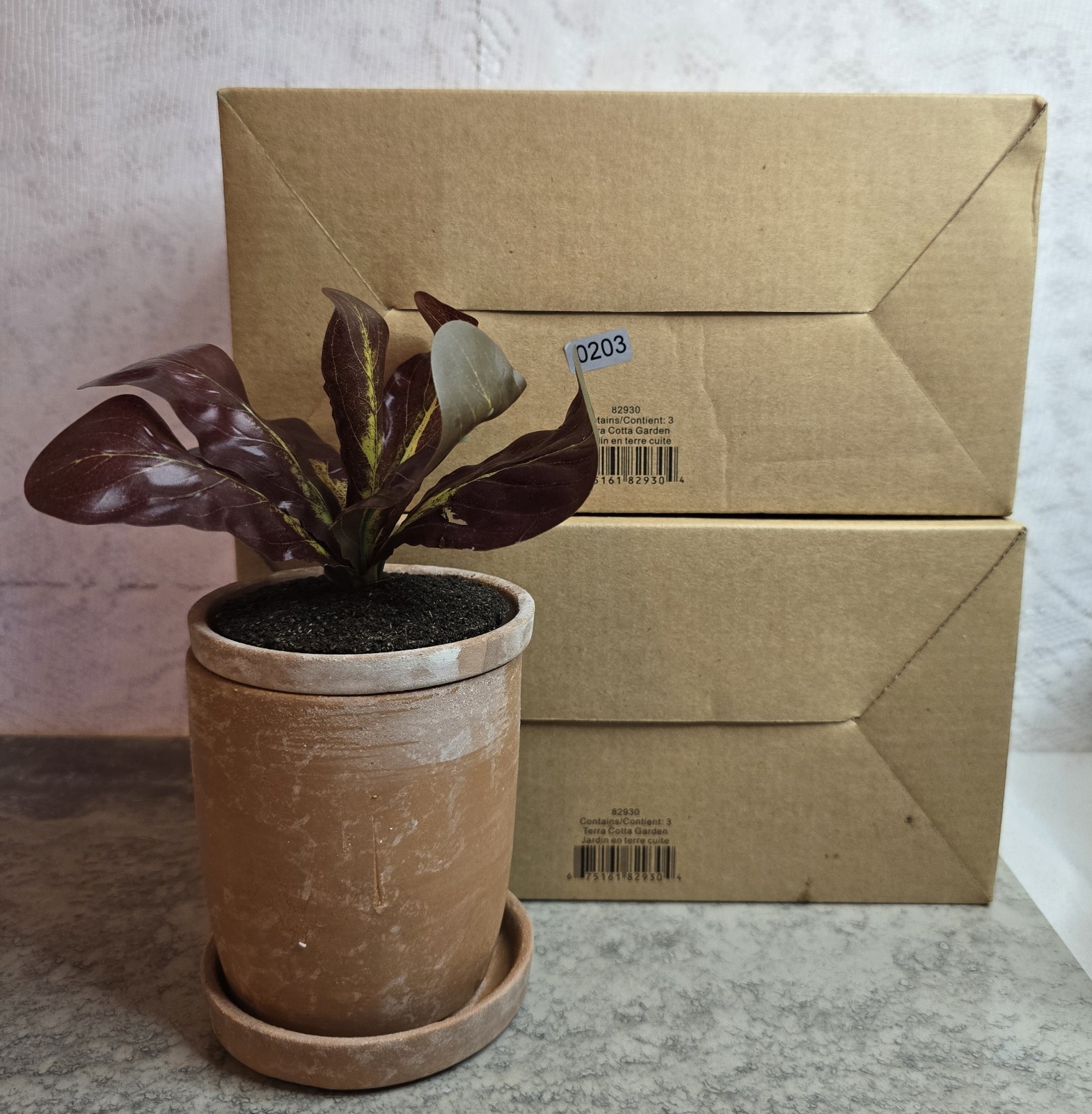 Gold Canyon Terra Cotta Garden Pot Set Faux Plant Candle Holder Rustic Planter N