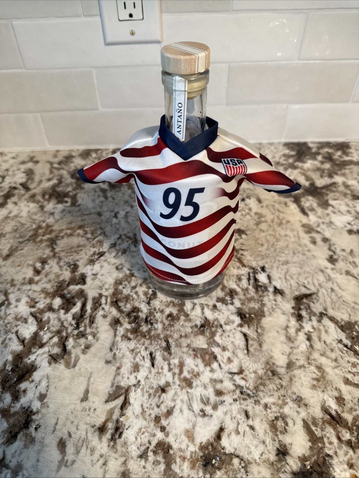 JIM BEAM tiny football jersey #95vintage liquor advertising BOTTLE COVER USA 