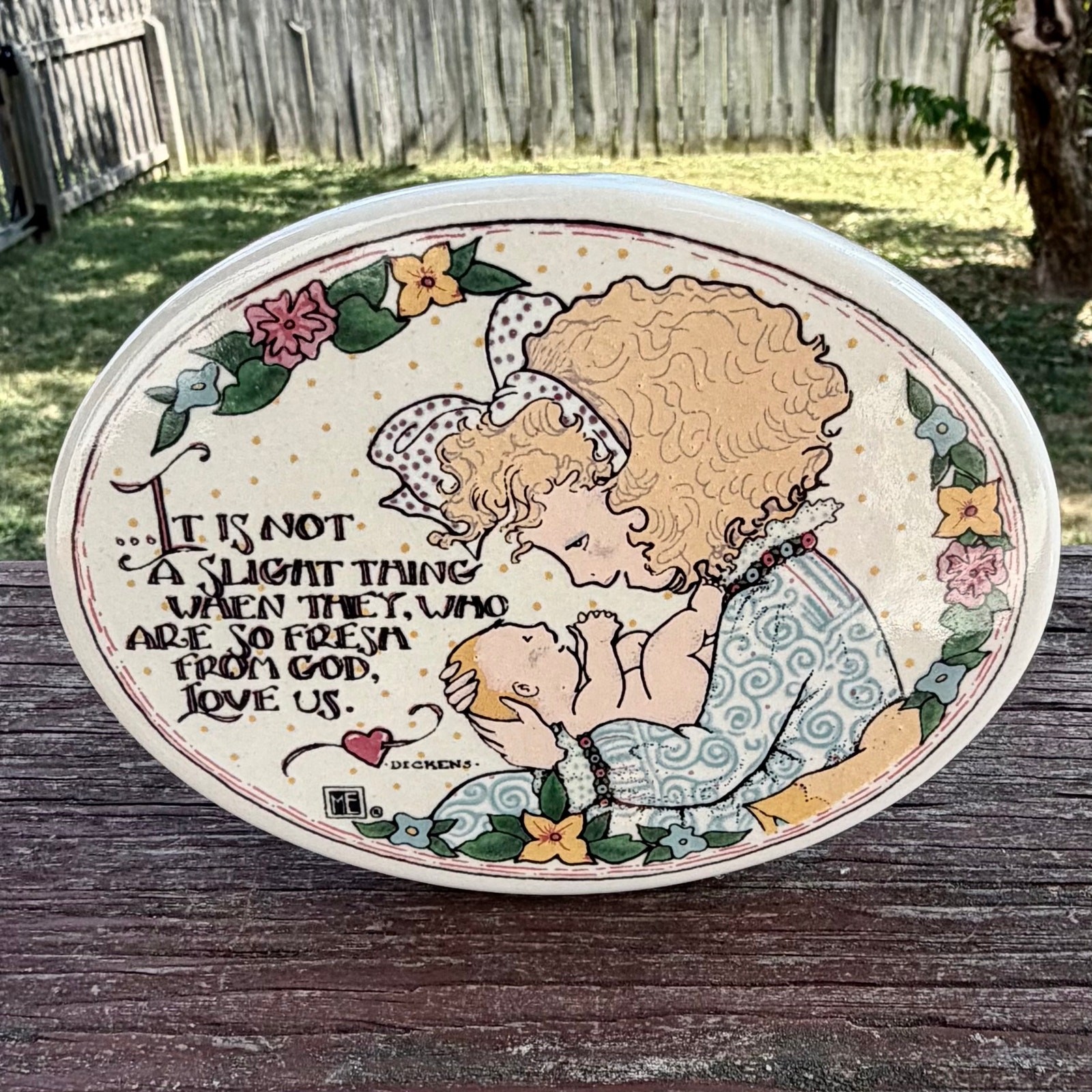 Rare 1994 Mary Engelbreit Dickens Quote Ceramic Plaque Mother Child Vintage Rare 1994 Mary Engelbreit Dickens Quote Ceramic Plaque Mother Child Vintage