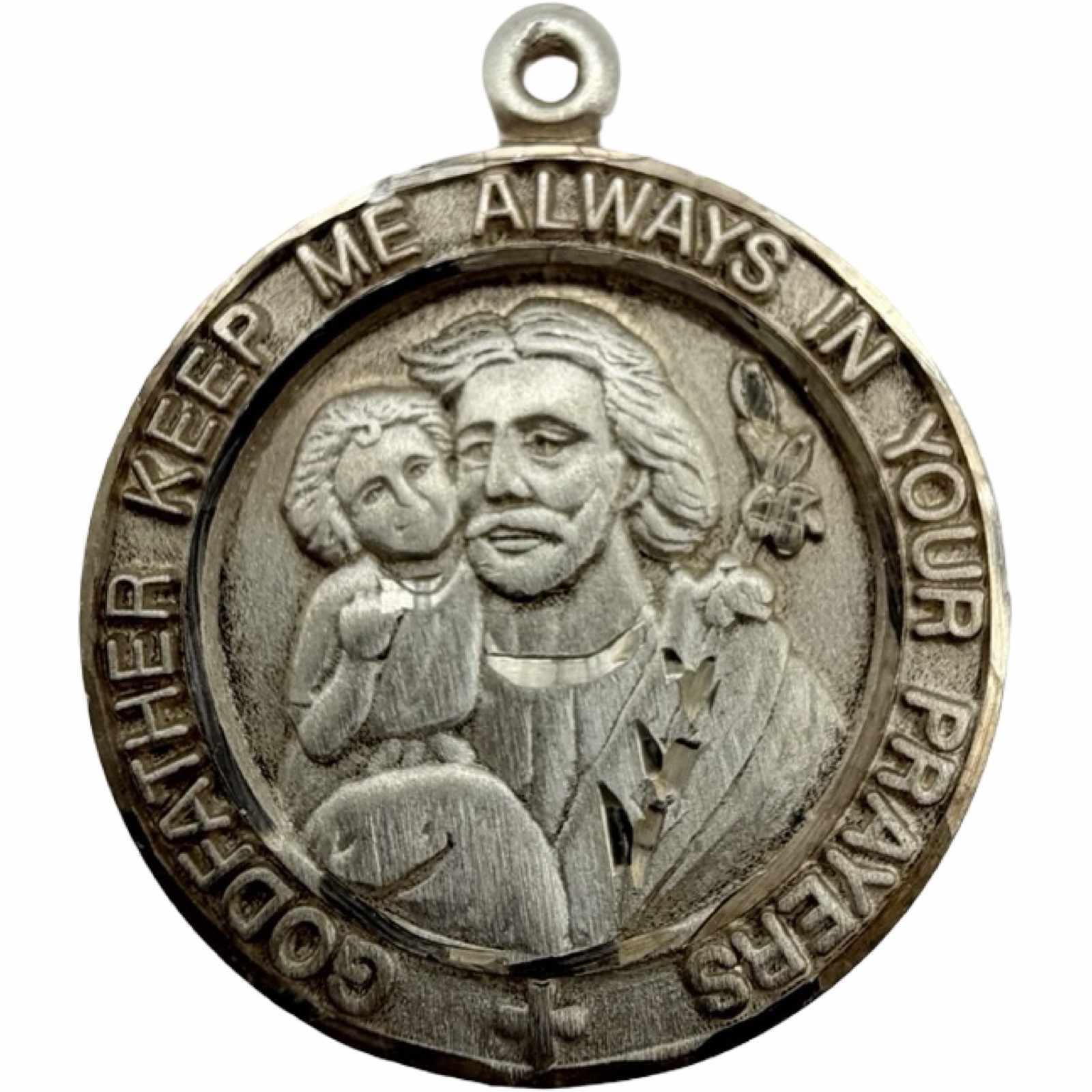 Creed Sterling Silver St Joseph Child Jesus Catholic Medal Pendant Godfather