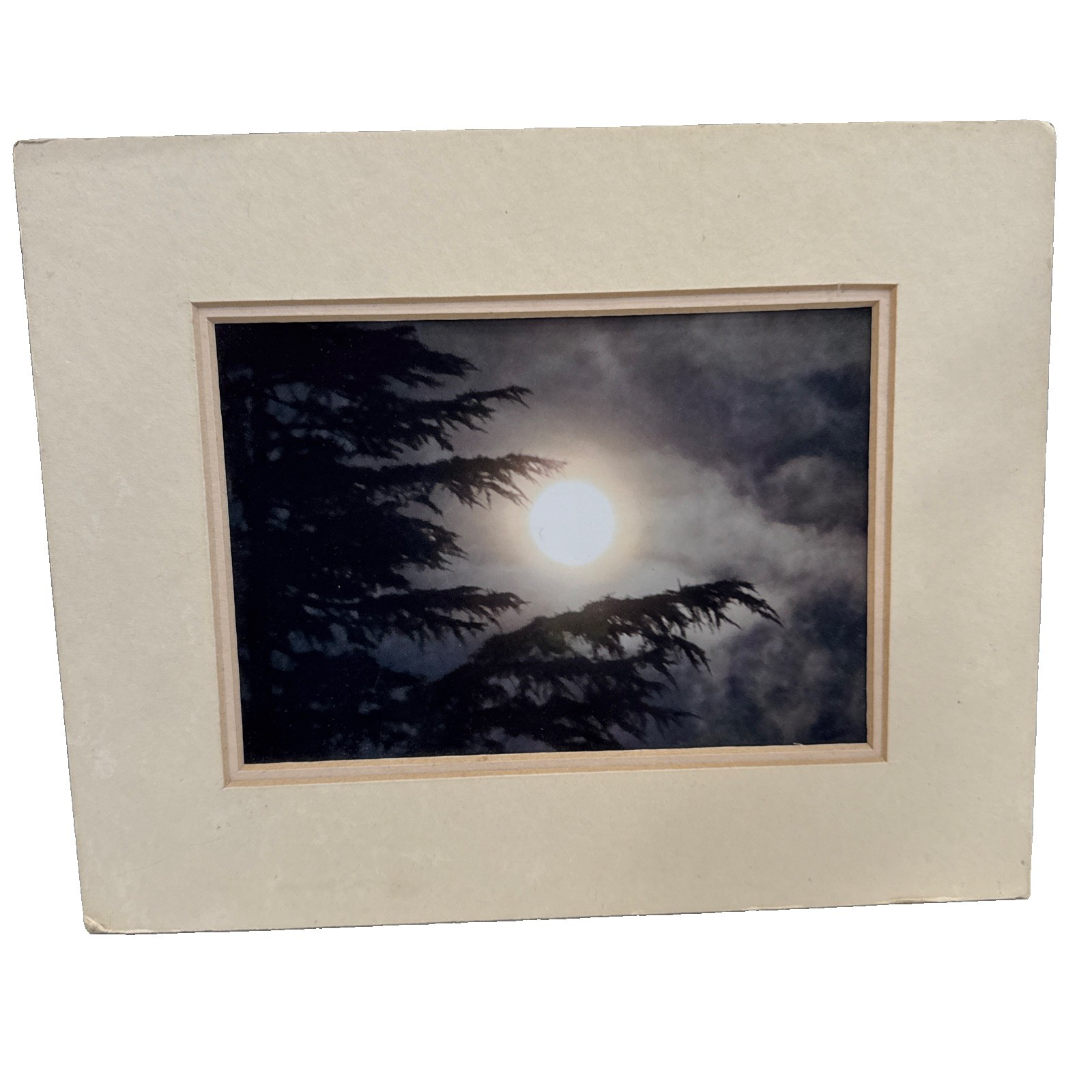 5x7” Original Print Photograph Matted Moon w Dark Clouds Spooky Monochrome 5x7” Original Print Photograph Matted Moon w Dark Clouds Spooky Monochrome