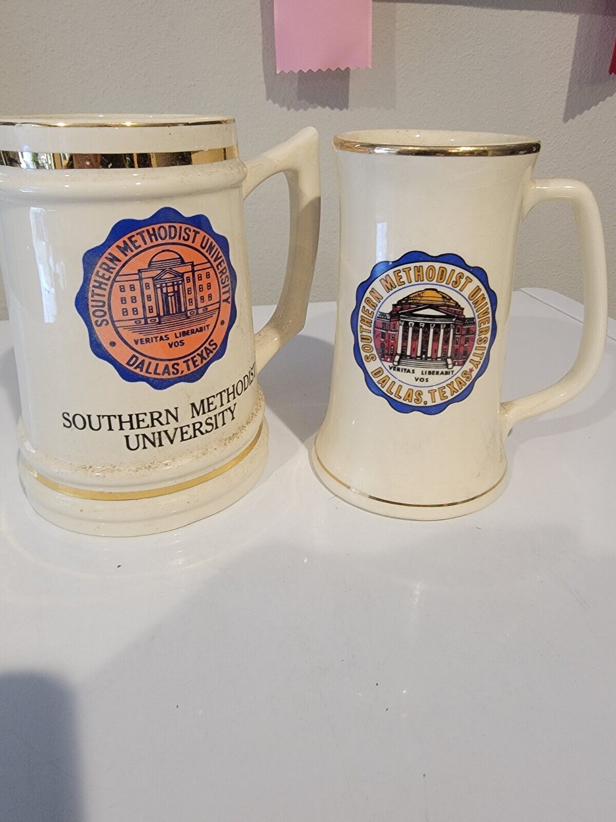 2 Classic Vintage SMU Stein/Mugs.  Southern Methodist University 