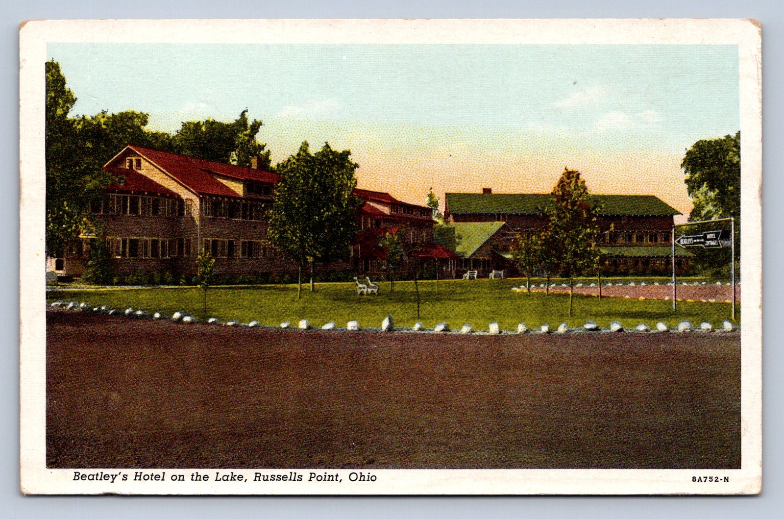 JH6/ Indian Lake Ohio Postcard Linen Beatley\'s Hotel Russells Point 40