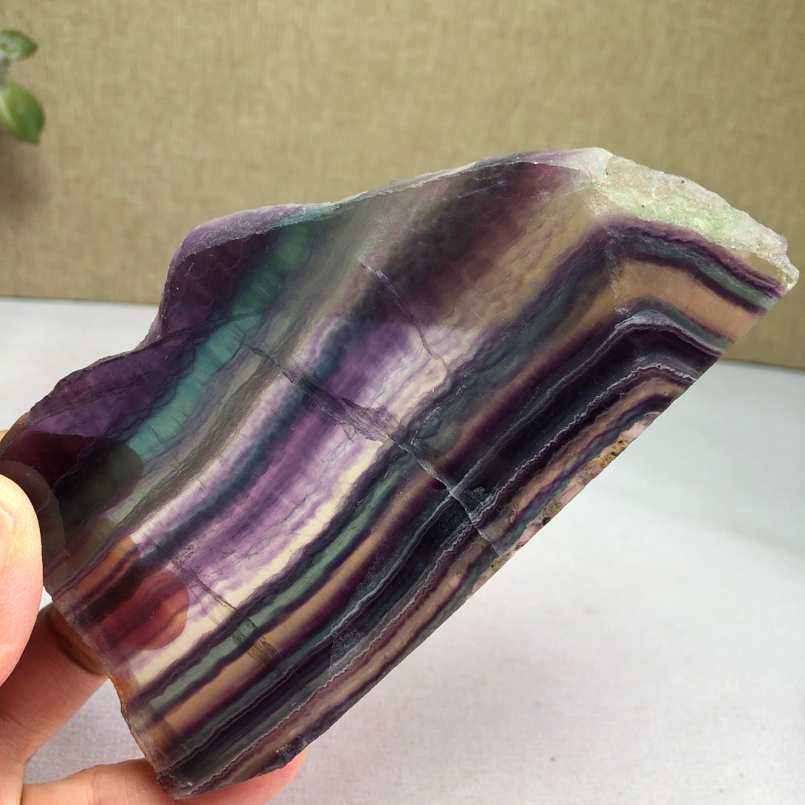 Natural Candy fluorite slice Crystal gemstone Polished/rough Specimen 258g A1930