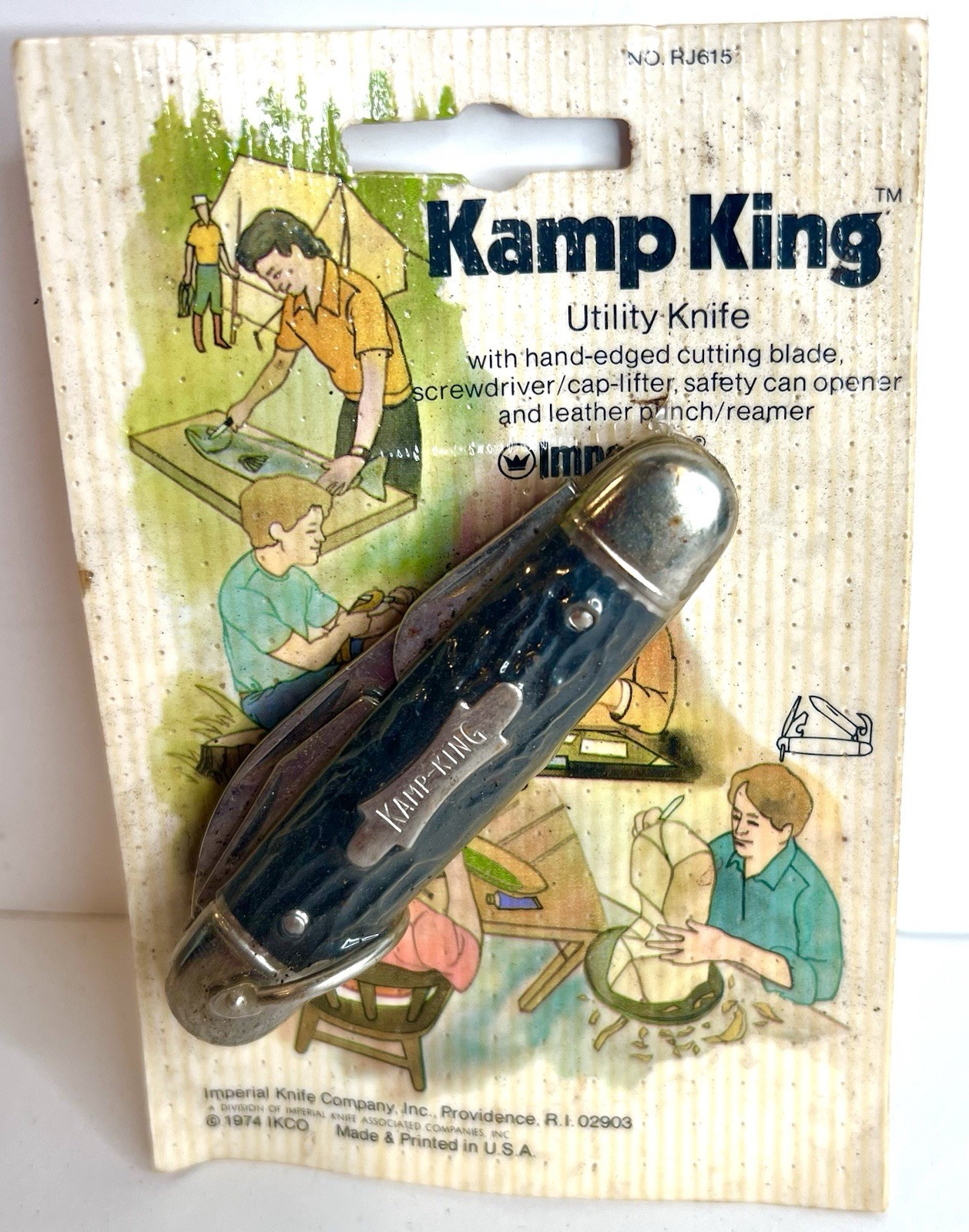 Vintage Imperial Kamp King Utility Knife Model RJ615 On Original Card NOS