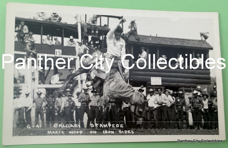 c1950s RPPC Photo Postcard Champion HOF Marty Wood Calgary Stampede Rodeo Cowboy