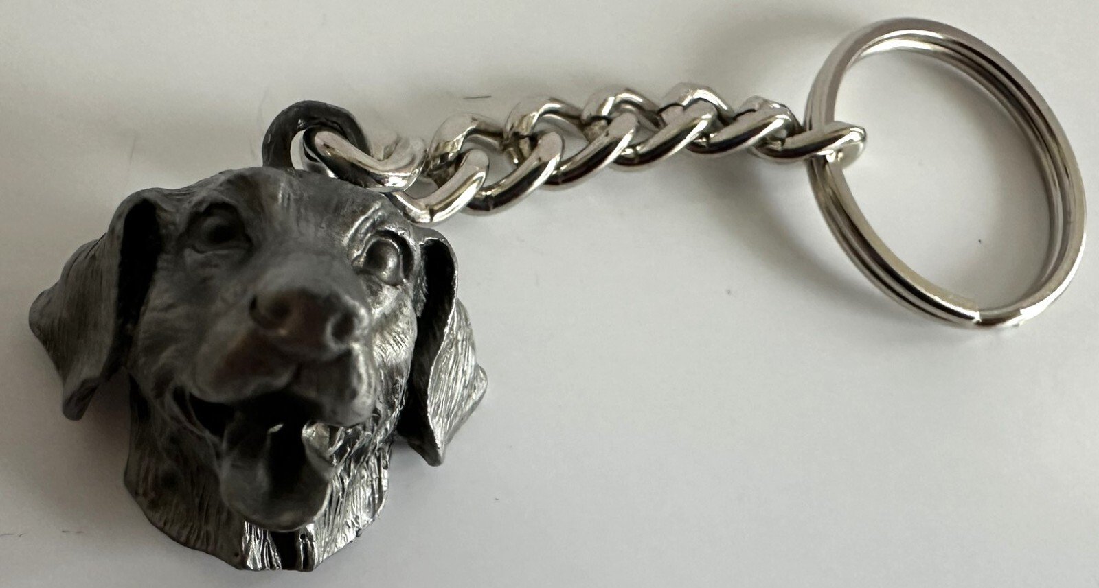 NEW PEWTER LABRADOR RETRIEVER DOG HEAD KEYCHAIN SILVER METAL LAB