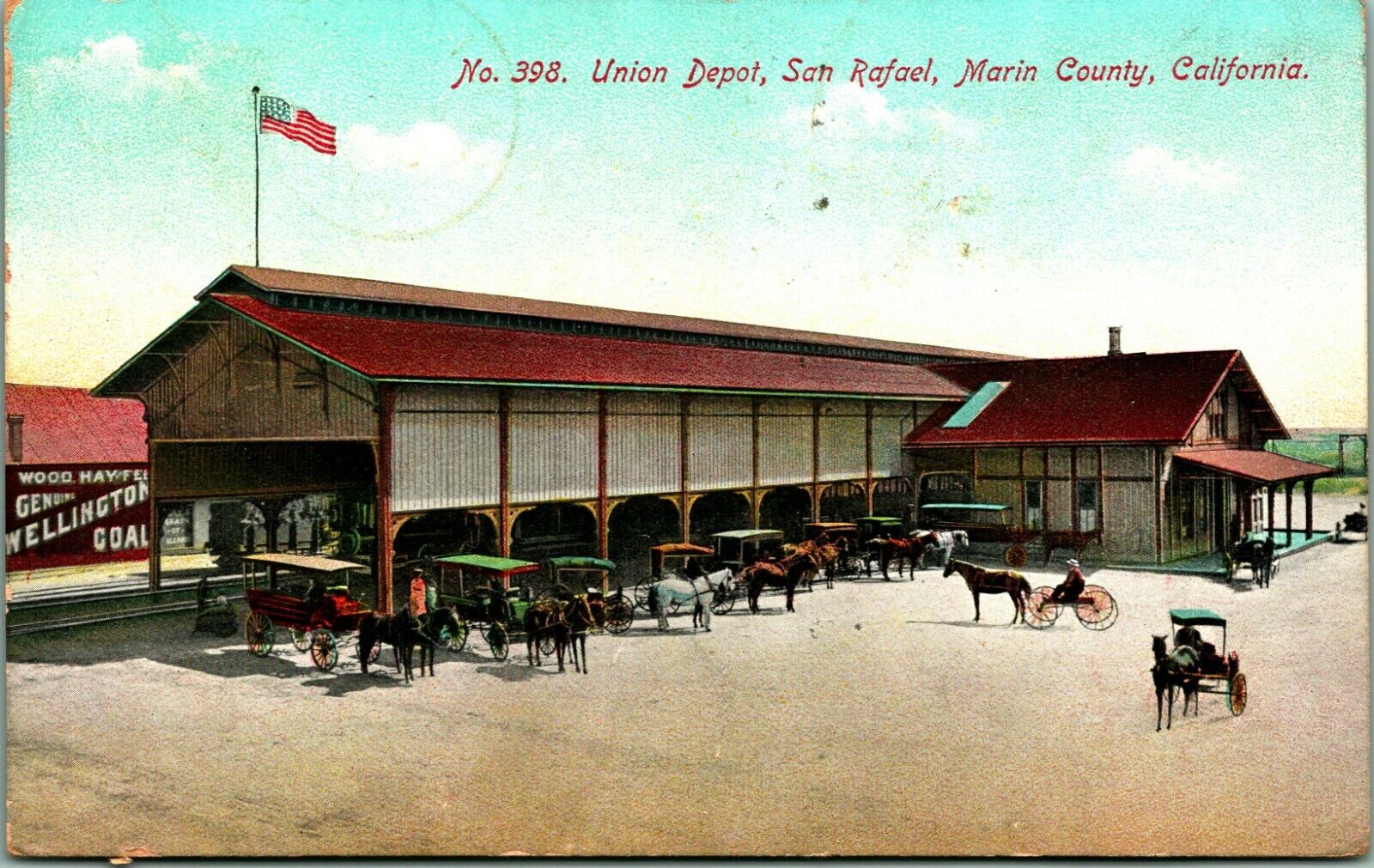 Union Railroad Depot San Rafael California CA 1910s DB Postcard D4