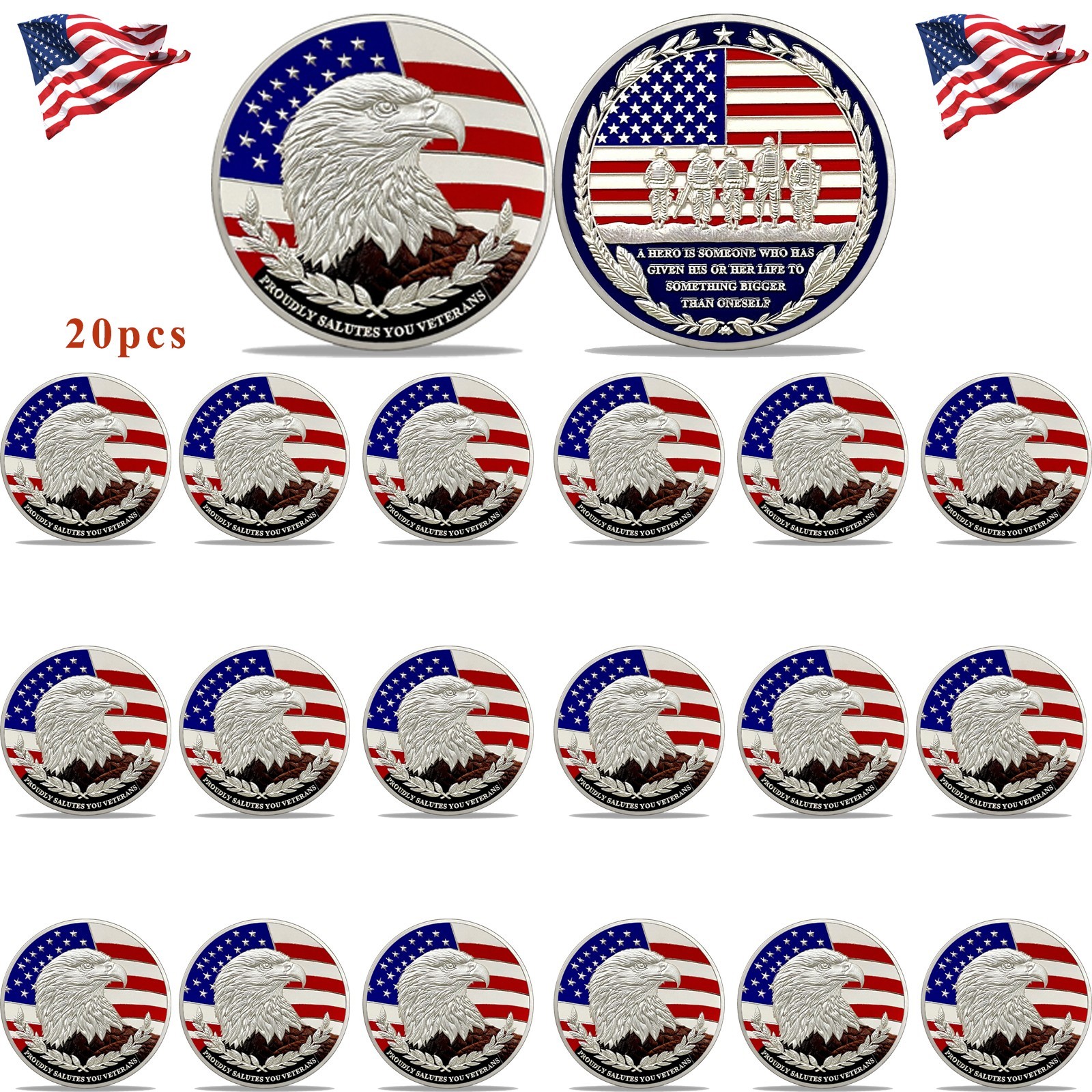 20pcs Military Challenge Coin Lot Veterans Thank You For Your Service Coin Gifts