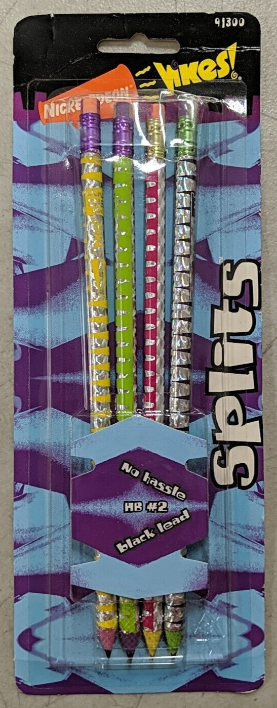 Yikes Splits 4 No 2 Pencils Nickelodeon Vintage 1990\'s New Unopened