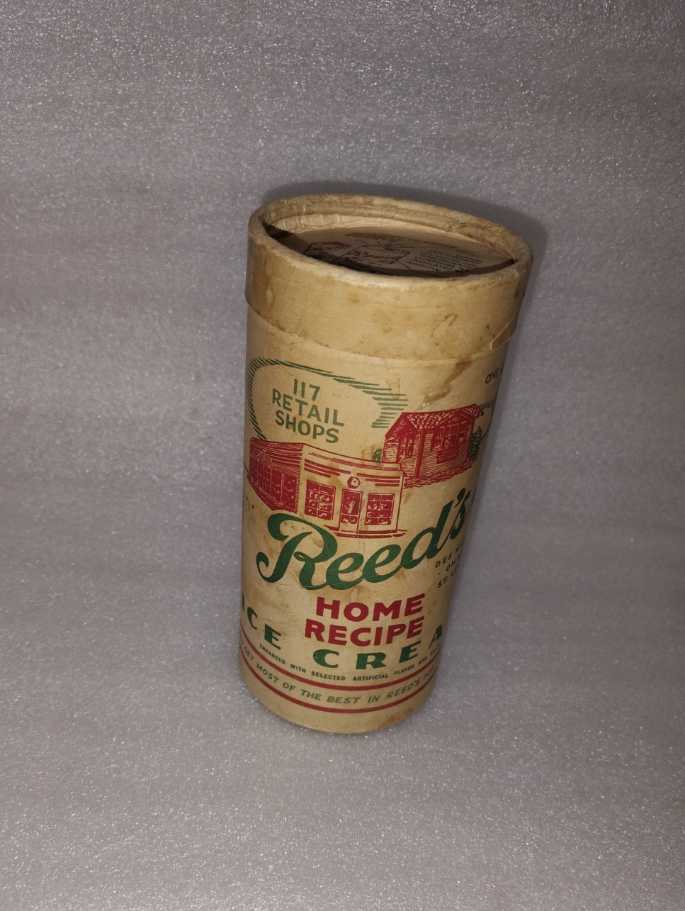 Vintage Reed’s Home Recipe Ice Cream Quart Paper Container Omaha Des Moines