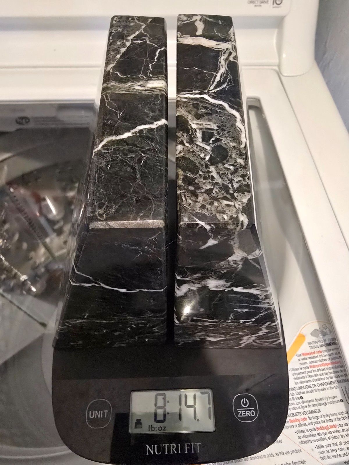 Genuine Black Zebra Marble Triangle Bookends Pair (Heavy Duty Stone)
