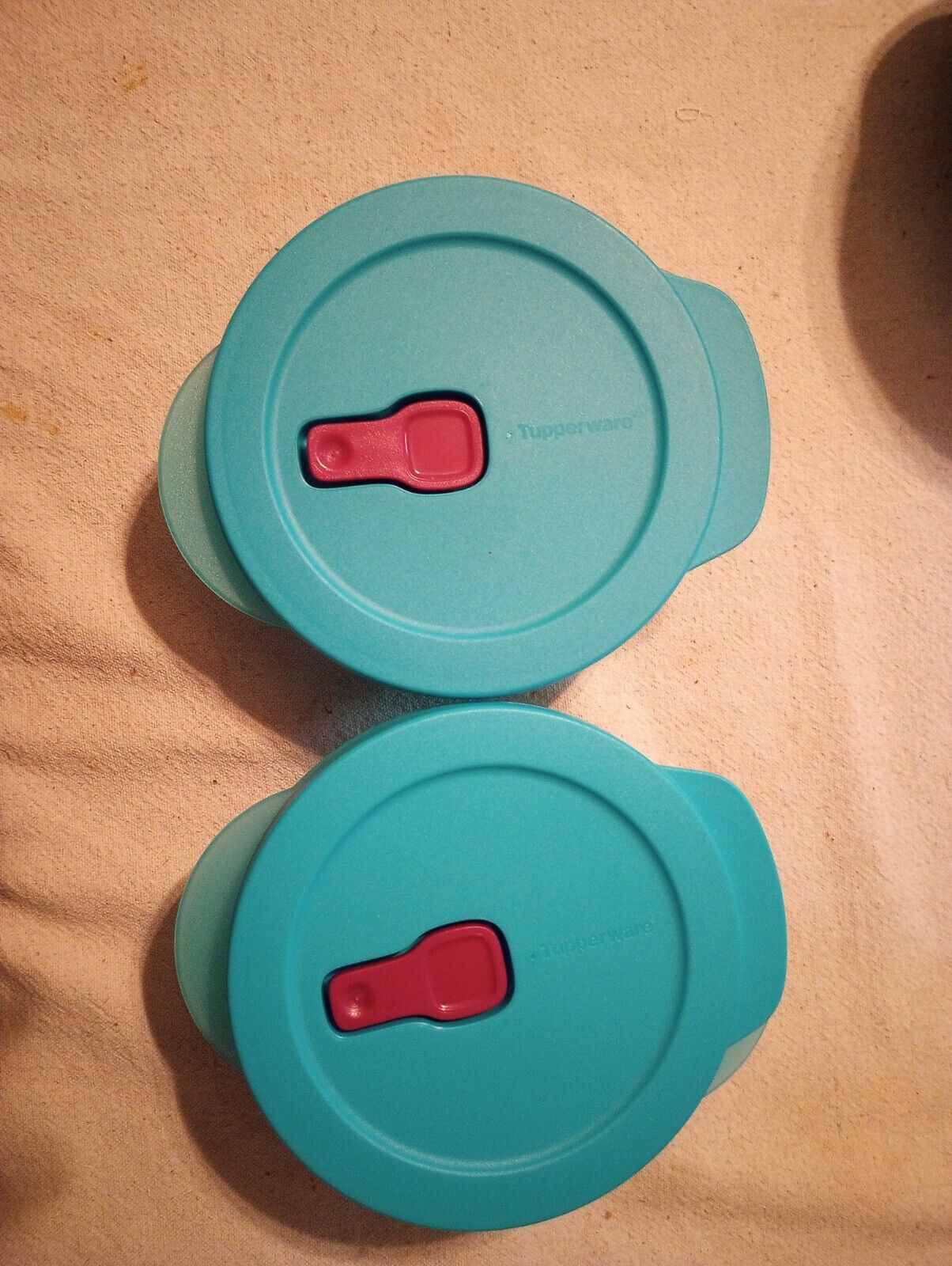 Tupperware Set of 2 Crystalwave Round Microwave Container Blue 