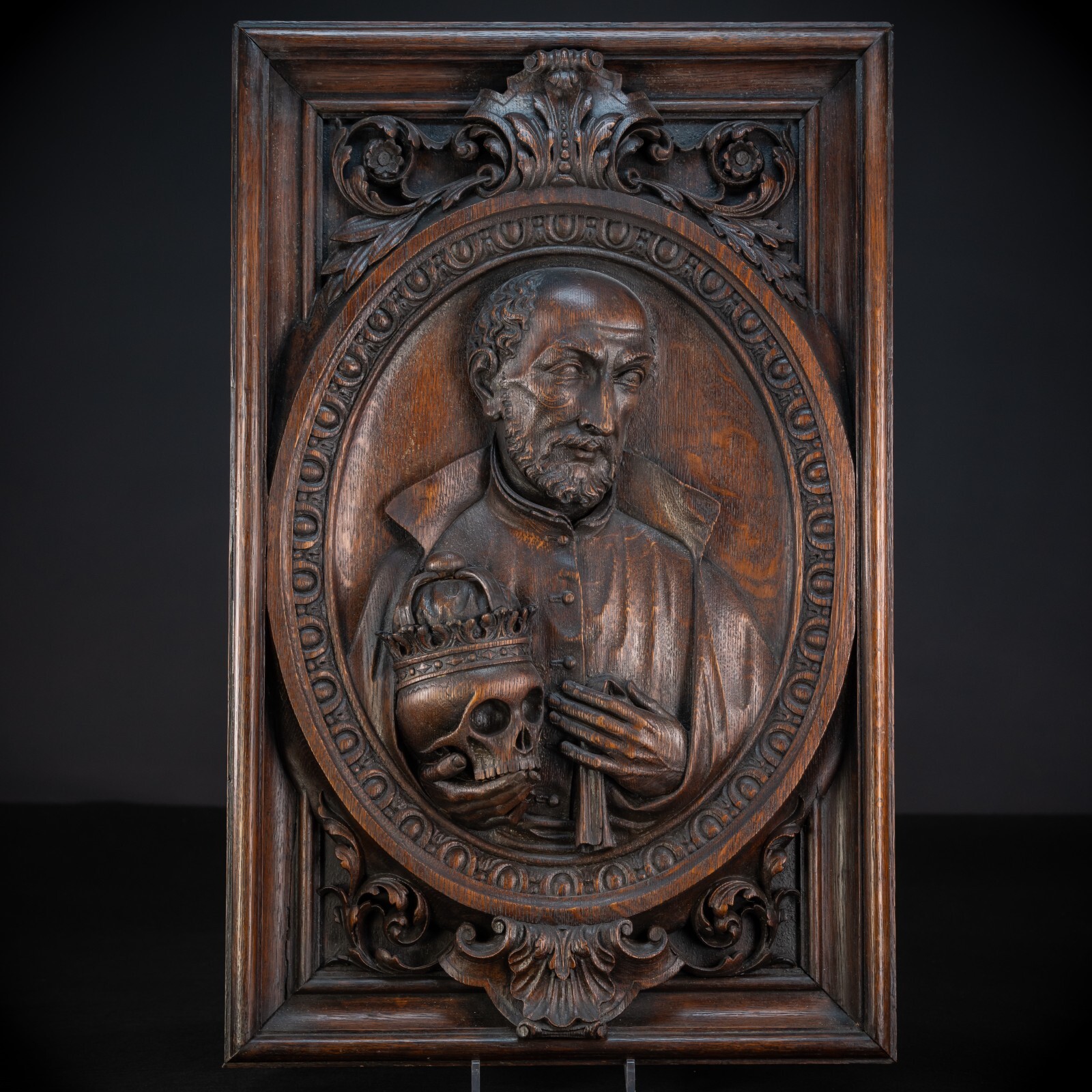 St Francis Borgia Relief Sculpture |Antique 1700s Jesuit Society of Jesus 26.6\