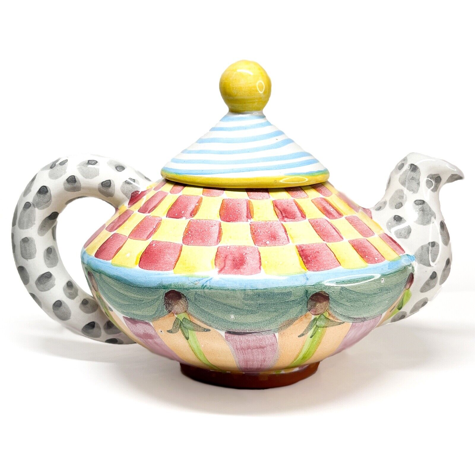 Rare MacKenzie Childs Wallcourt Imrie Teapot Hand-Painted 1997 Retired VTG