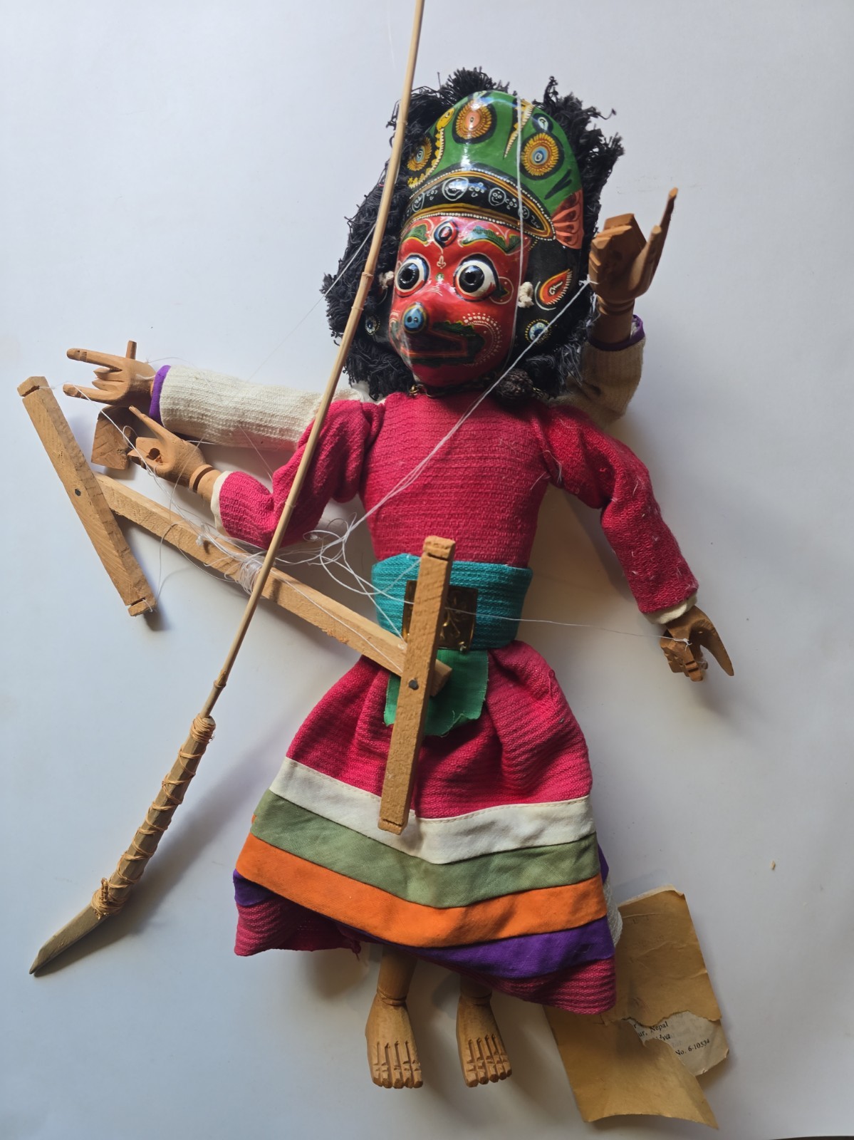 1950\'s Old Thai Toys, Papier-mâché Puppet Marionette 2 Faces Theater Doll Unique