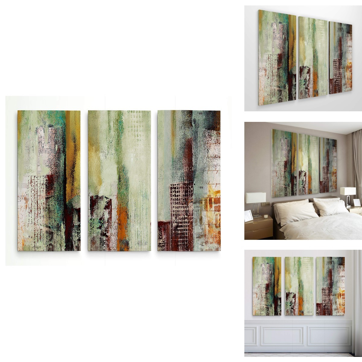 Renditions Gallery Abstract City View \'in The City\' 3 Panel Wall Art 24X36